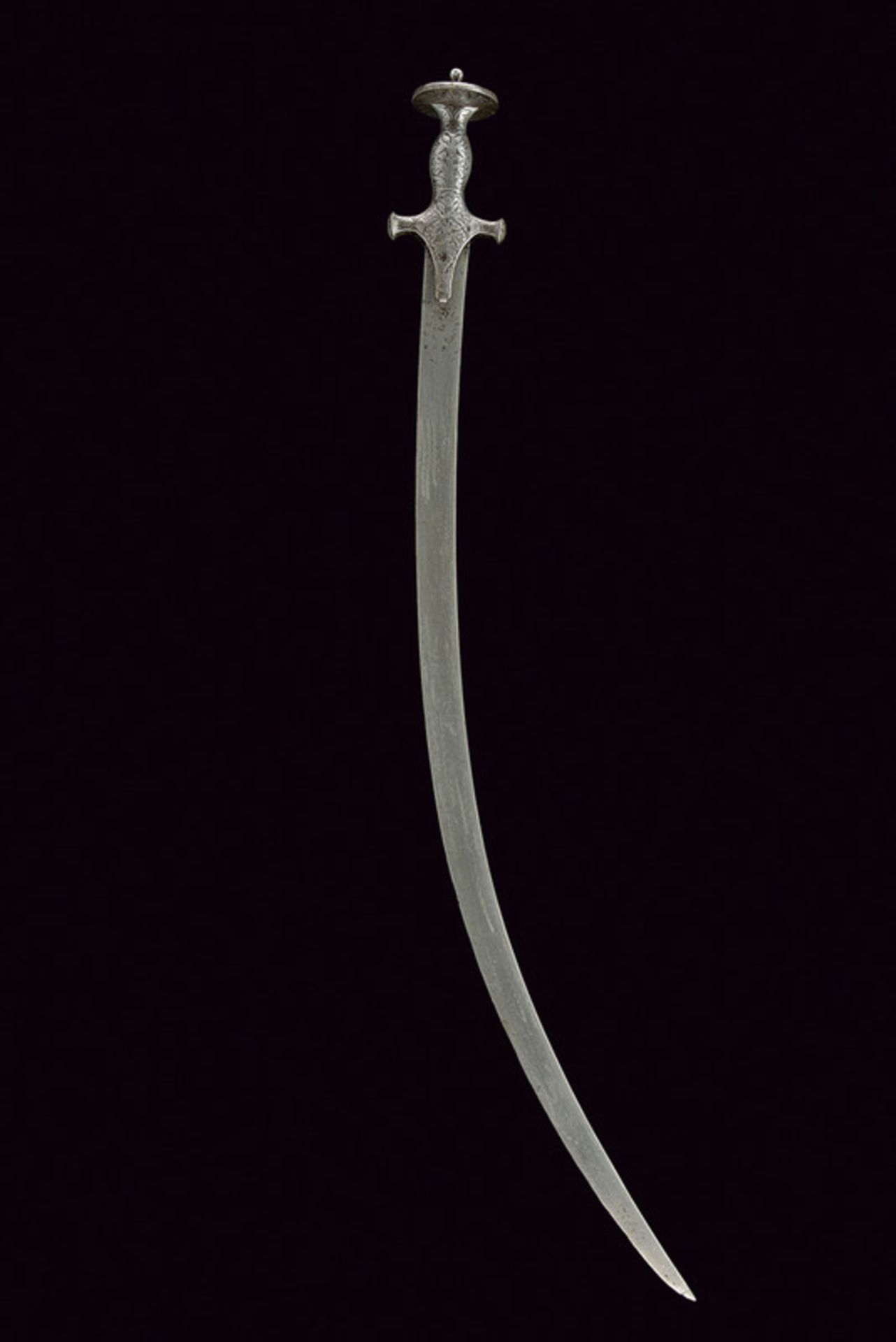 A tulvar with decorated blade dating: 19th Century provenance: India Curved, single-edged blade, one - Image 2 of 6