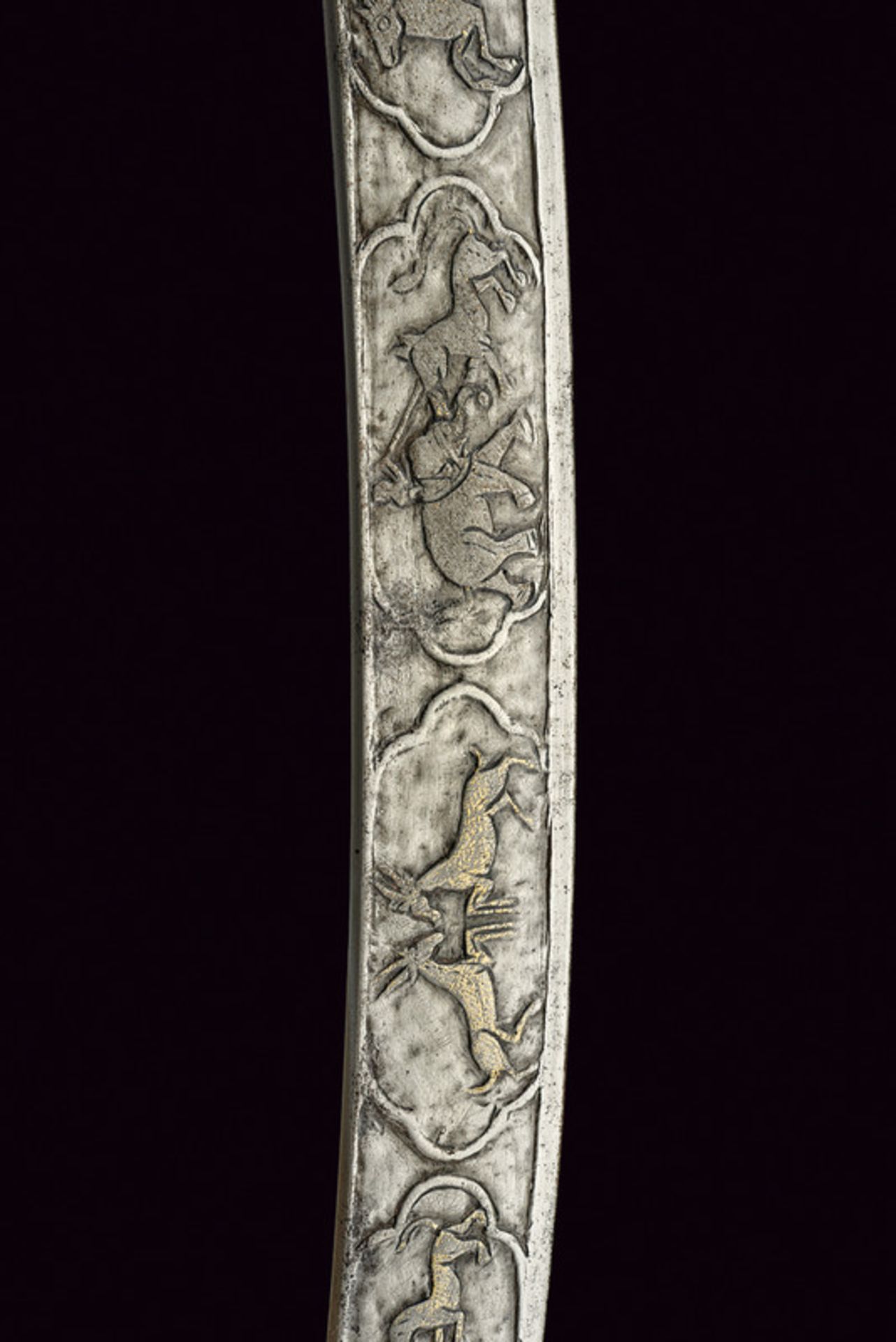 A tulvar with decorated blade dating: 19th Century provenance: India Curved, single-edged blade, one - Image 5 of 6