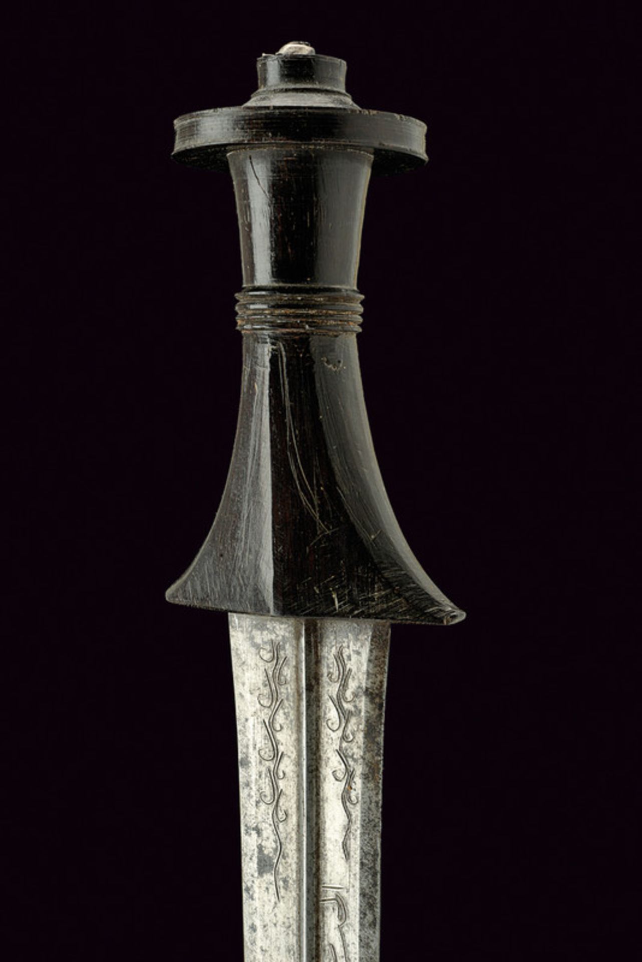 An arm dagger dating: circa 1900 provenance: Sudan Straight, double-edged blade with central raiser, - Image 2 of 2