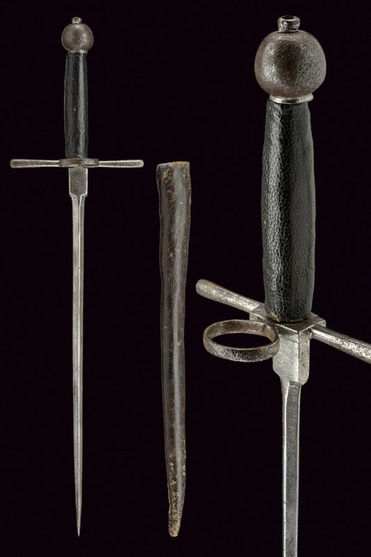 A left-hand dagger dating: early 17th Century provenance: Italy Strong, straight, stiletto-like