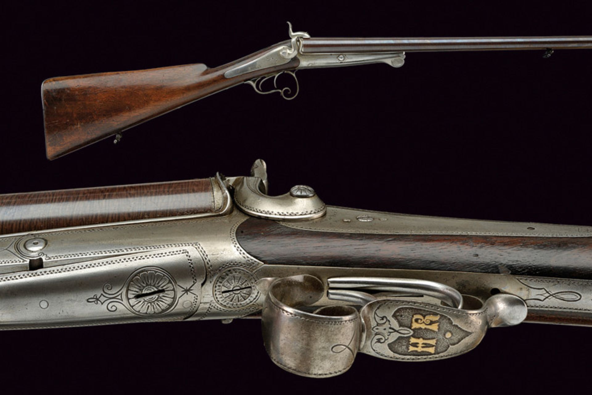 A double-barrelled pin-fire gun by Brun dating: third quarter of the 19th Century provenance: