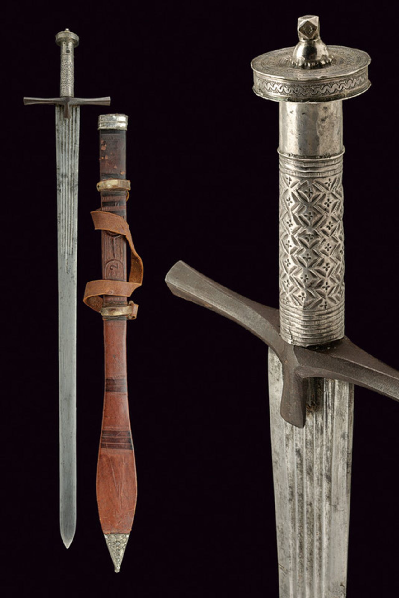 A fine kaskara dating: 19th Century provenance: Sudan Wide, straight, double-edged blade with five