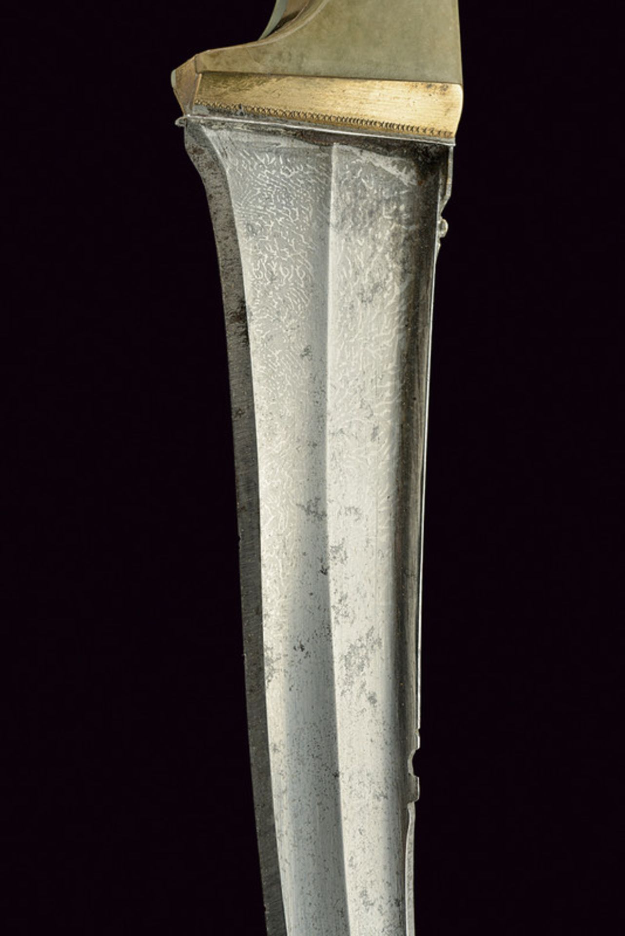 A dagger dating: 19th Century provenance: India Curved, single -and false-edged blade, with "T"-back - Image 3 of 4