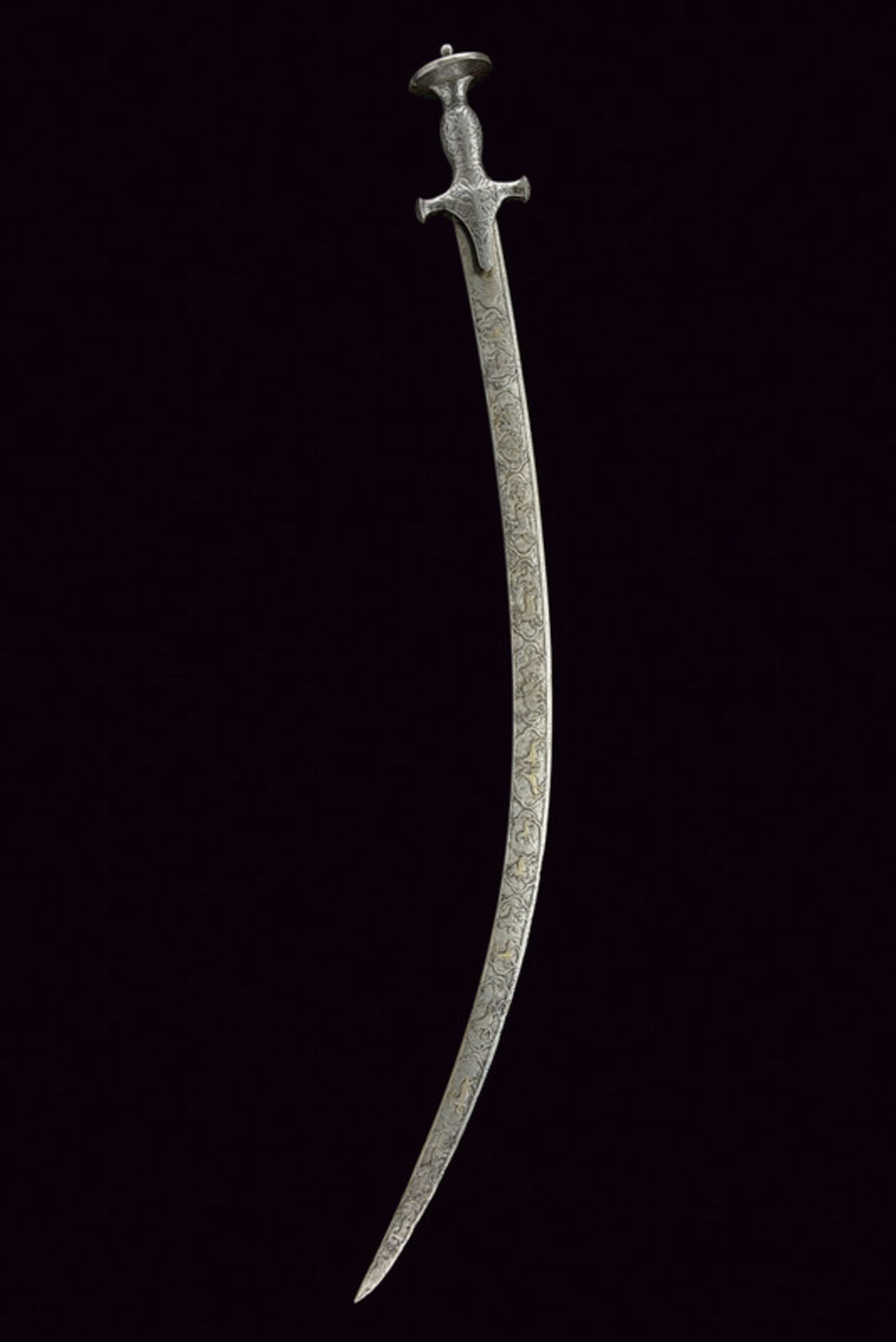 A tulvar with decorated blade dating: 19th Century provenance: India Curved, single-edged blade, one - Image 6 of 6