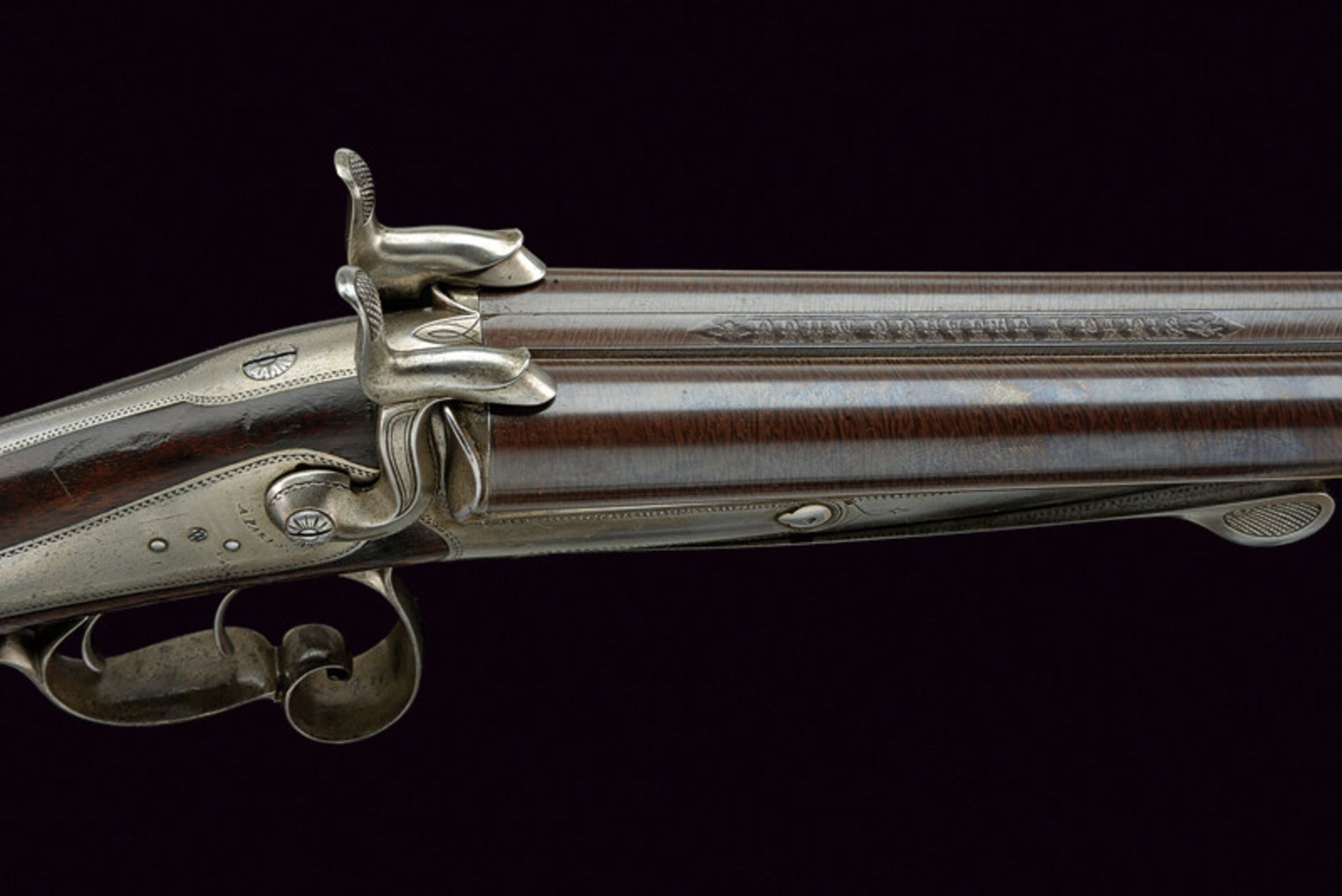 A double-barrelled pin-fire gun by Brun dating: third quarter of the 19th Century provenance: - Image 3 of 8