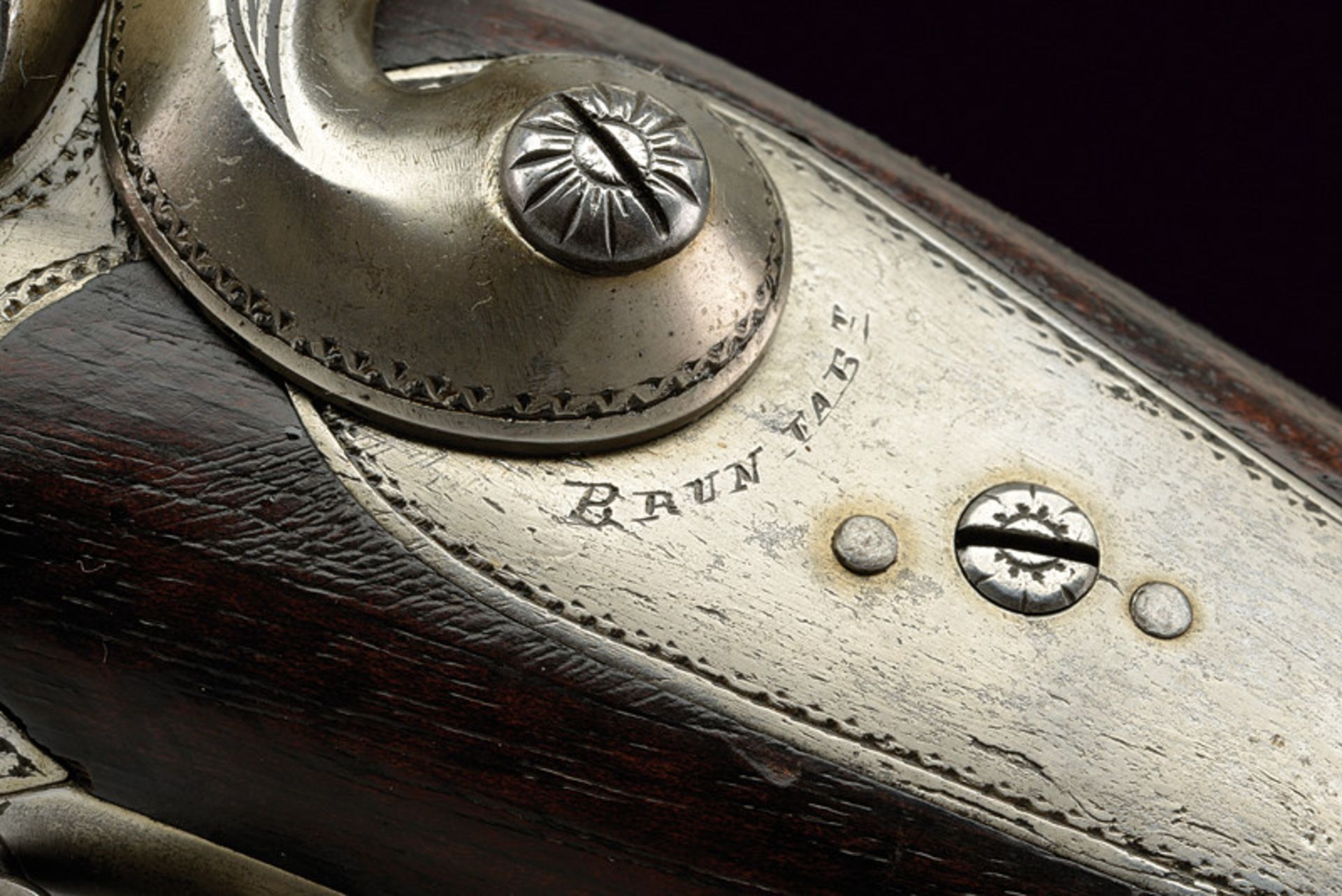 A double-barrelled pin-fire gun by Brun dating: third quarter of the 19th Century provenance: - Image 7 of 8