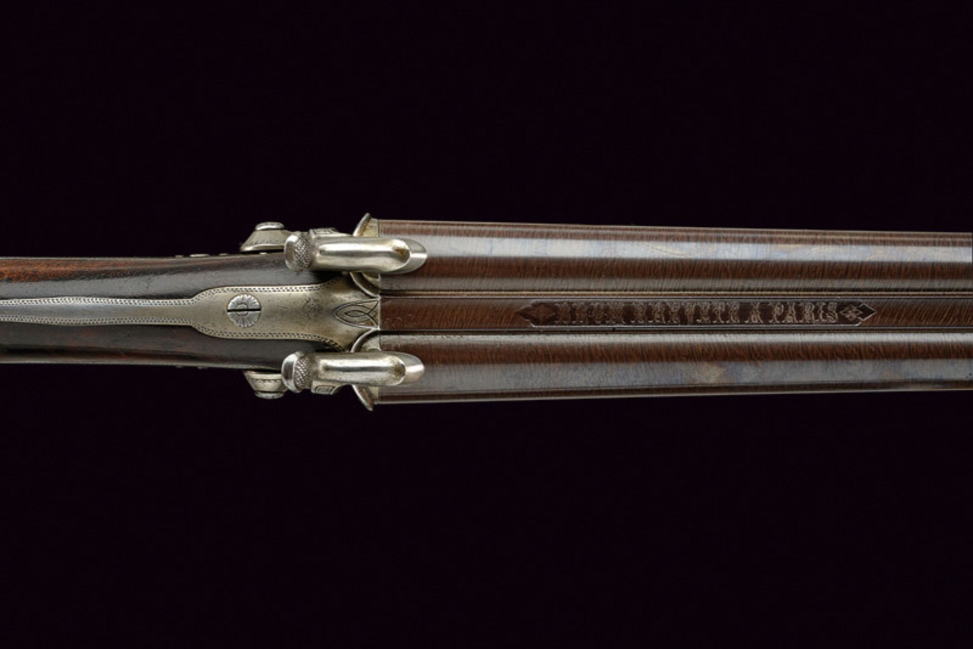 A double-barrelled pin-fire gun by Brun dating: third quarter of the 19th Century provenance: - Image 4 of 8