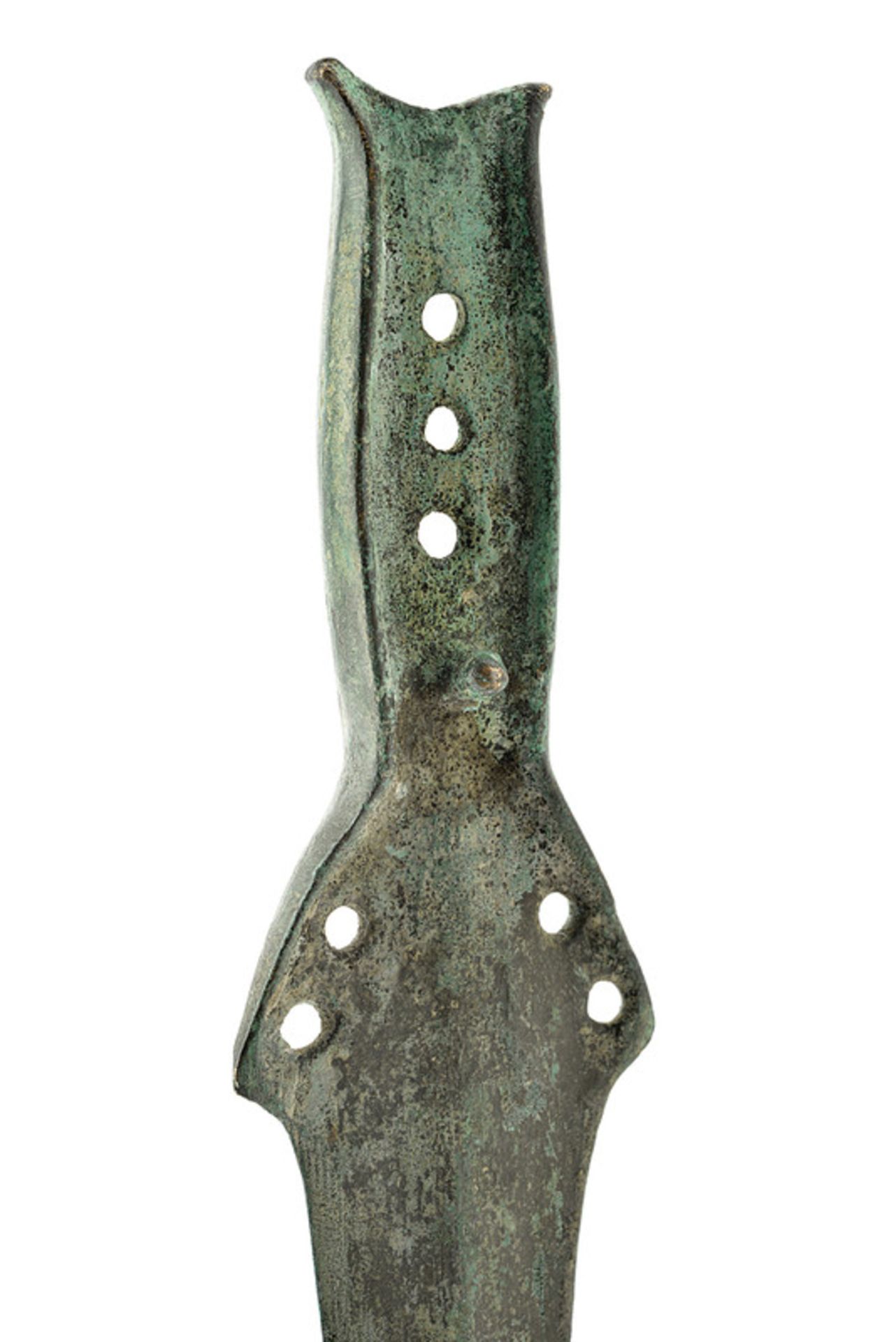 A bronze sword dating: 1200-1000 B. C. provenance: Central Europe Straight blade widening toward the - Image 3 of 5