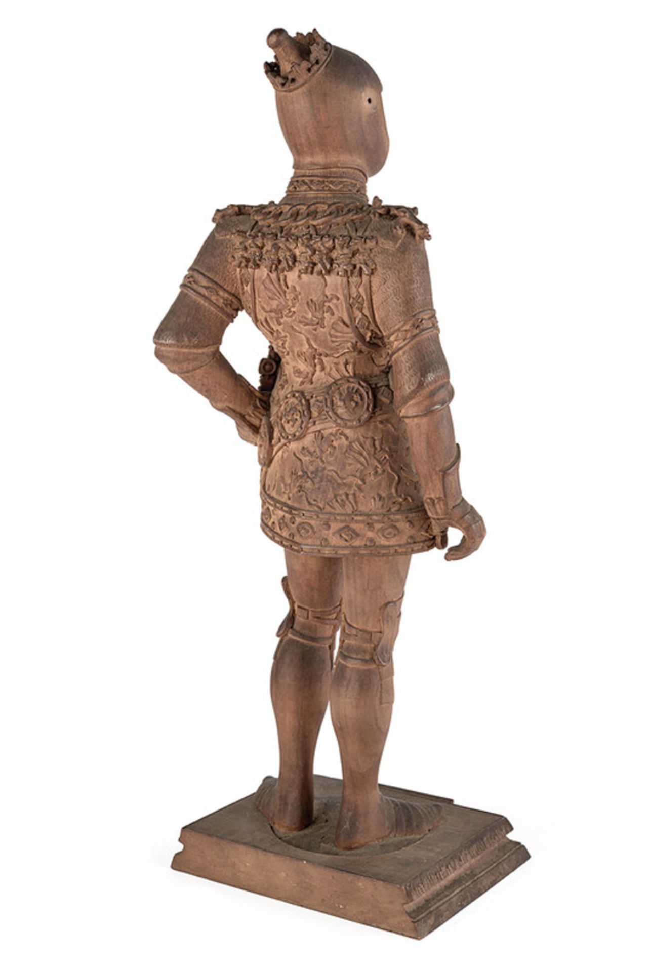 A statue of King Arthur in full armour dating: 19th Century provenance: Germany Of finely carved - Image 2 of 5