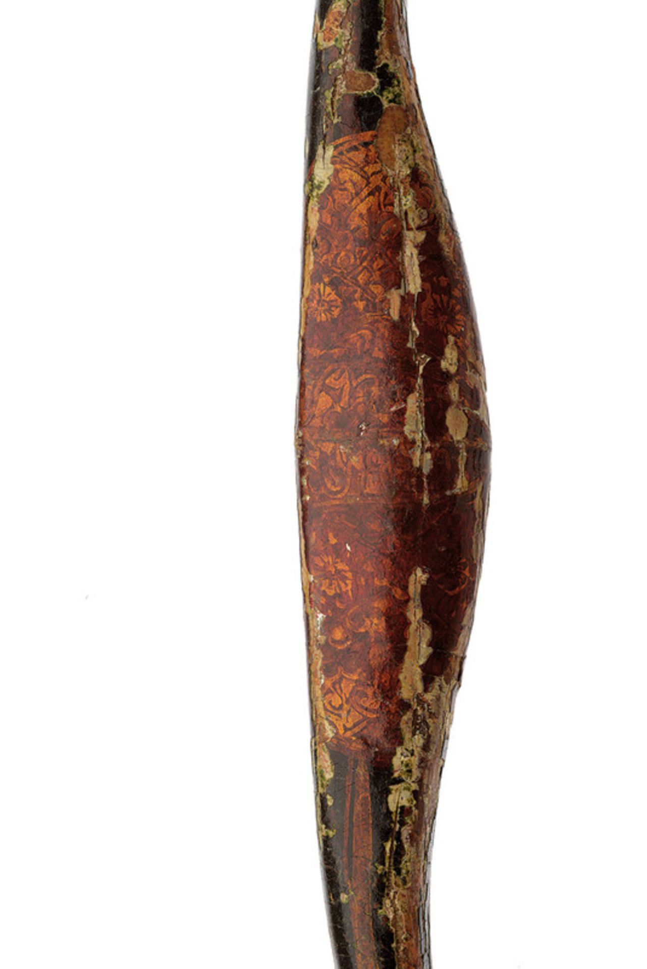 A painted bow dating: 19th Century provenance: China Wooden bow, lacquered and painted with floral - Image 4 of 5