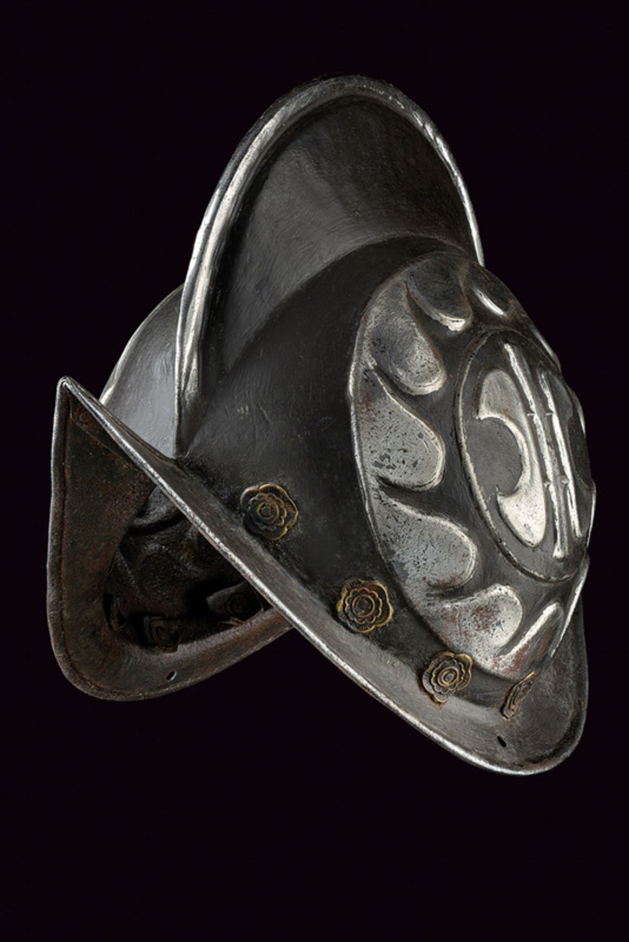 A black and white morion dating: first quarter of the 17th Century provenance: Southern Germany
