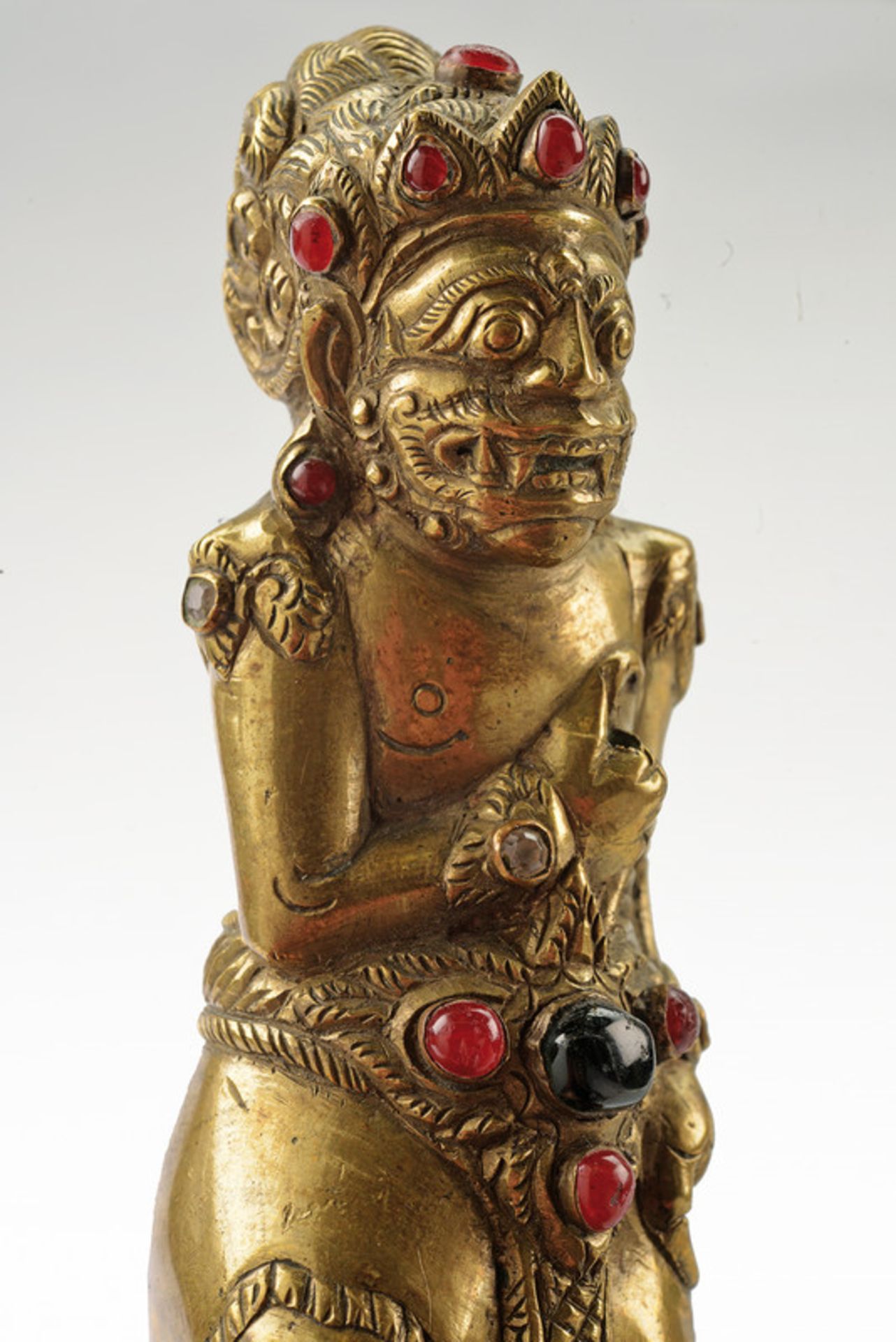 A fine kris hilt dating: 19th Century provenance: Bali Bronze figure depicting a deity, enriched - Image 2 of 3