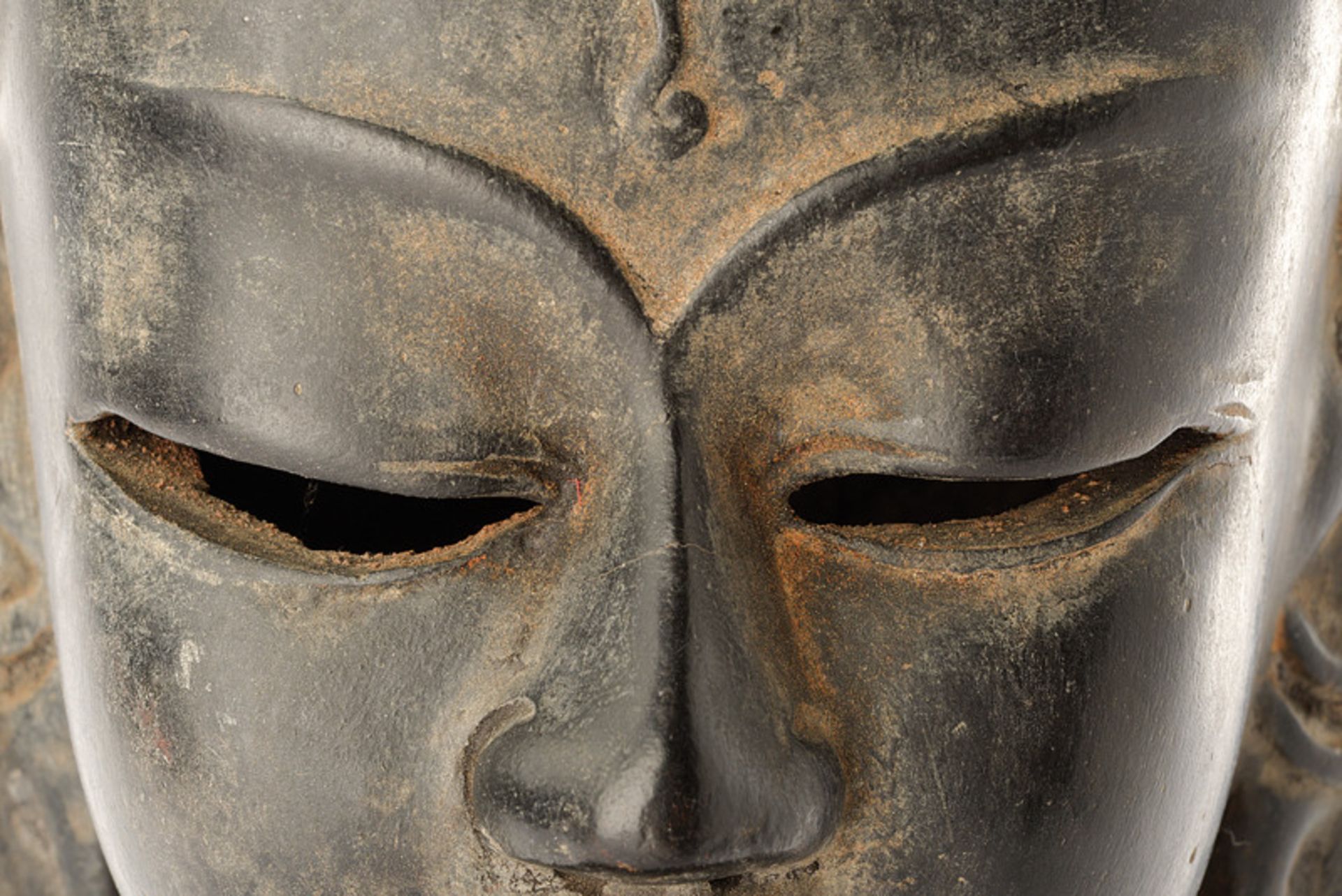 Head of Buddha dating: early 20th Century provenance: Tibet Terracotta, in the round depiction, - Image 2 of 4