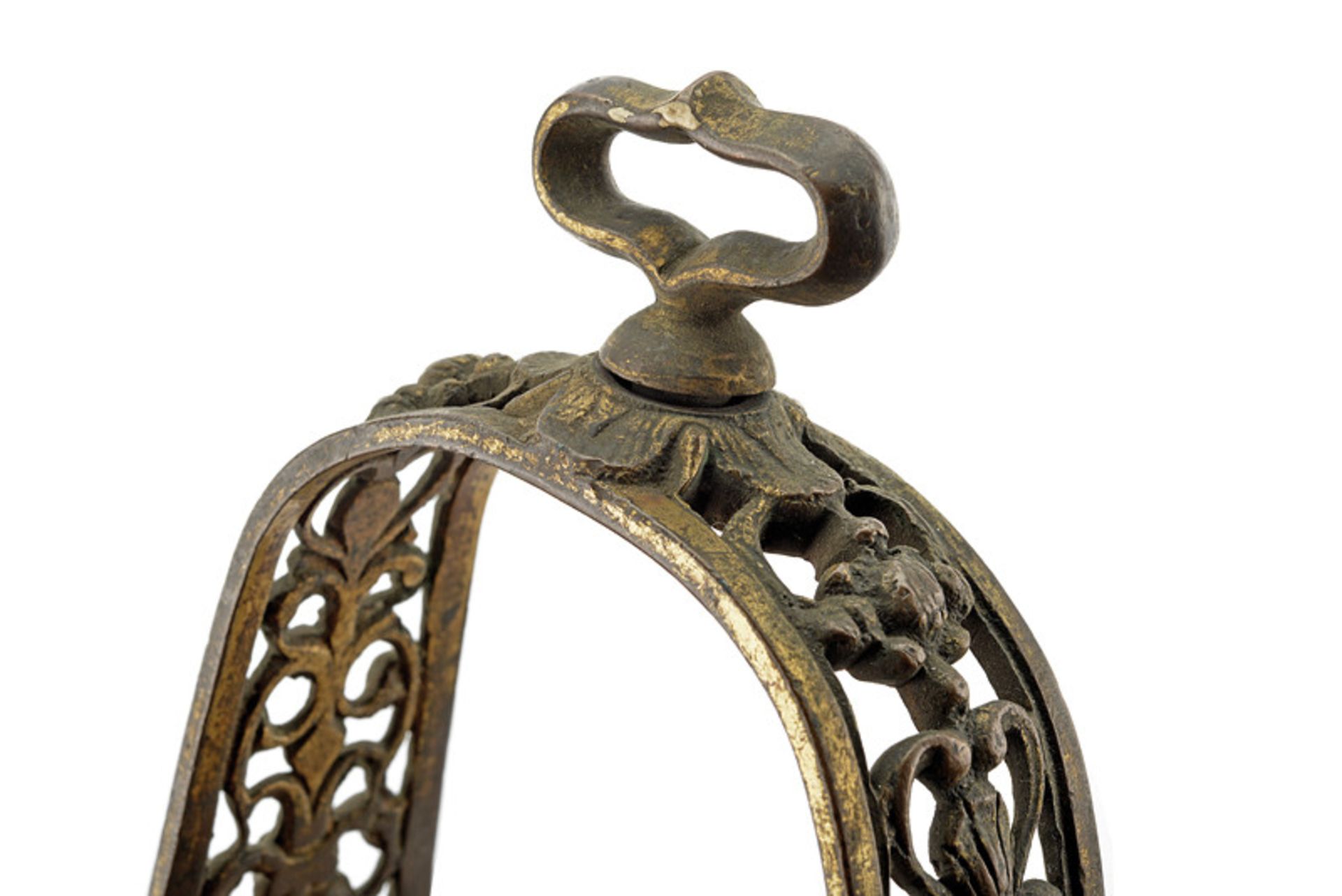 A rare pair of pierced bronze stirrups dating: 18th Century provenance: France Featuring remains - Image 4 of 4