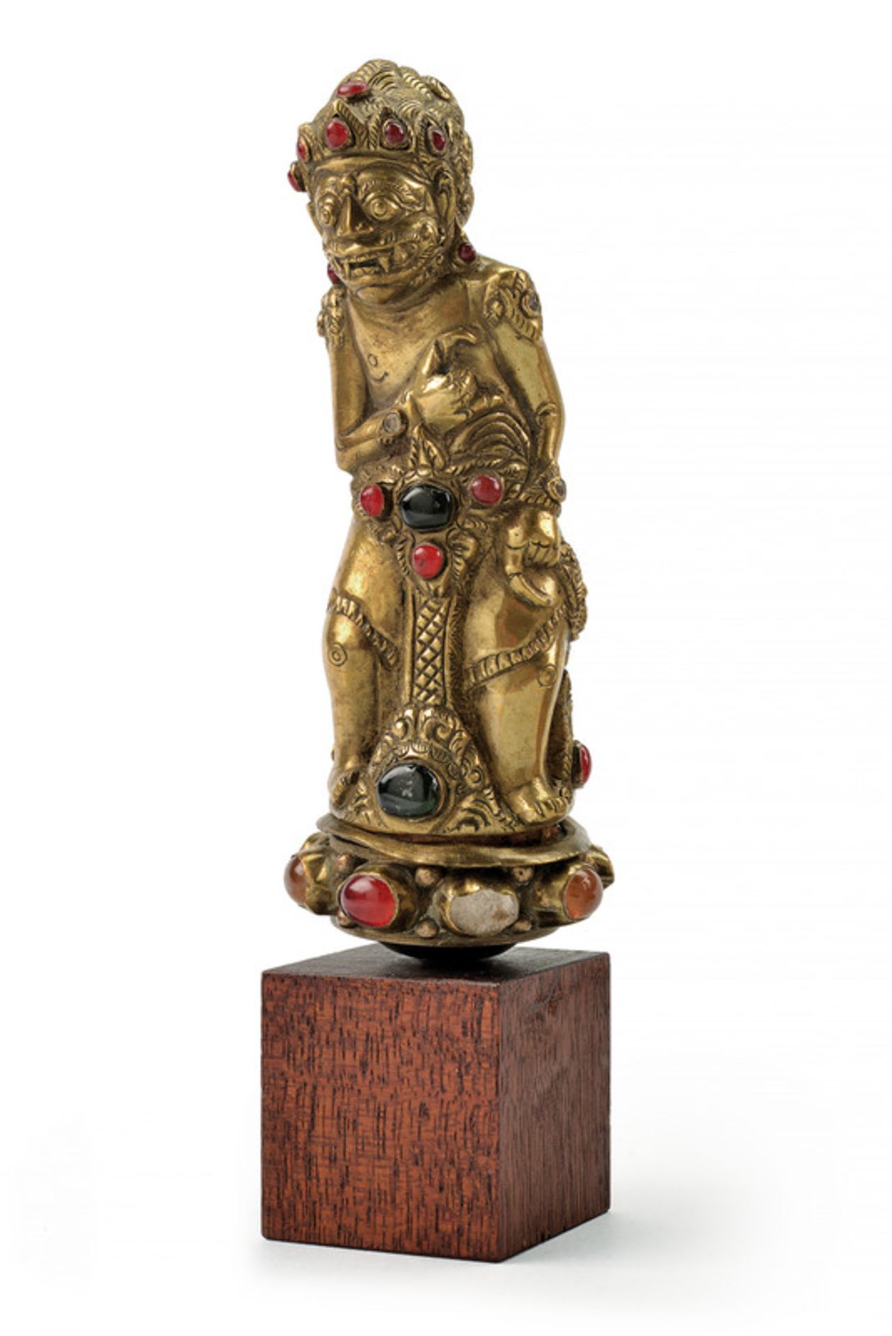 A fine kris hilt dating: 19th Century provenance: Bali Bronze figure depicting a deity, enriched - Image 3 of 3