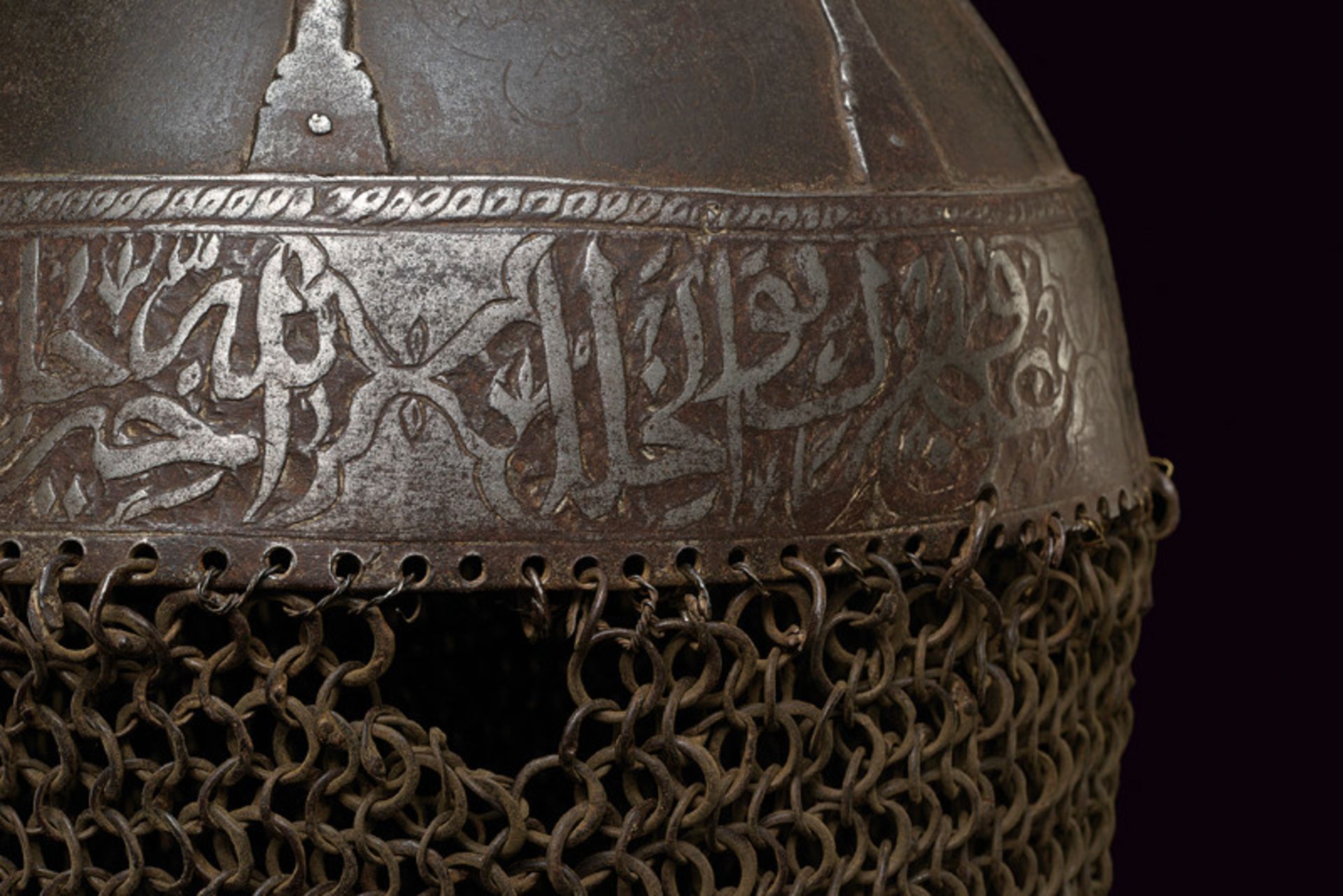 An important combat helmet dating: second quarter of the 18th Century provenance: Persia Iron - Image 4 of 5