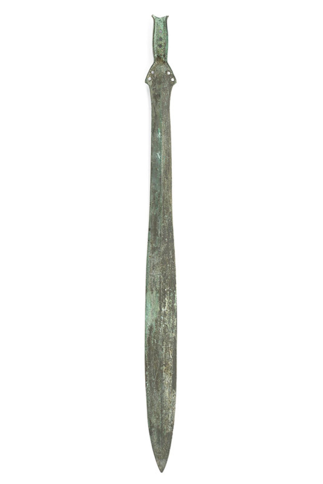 A bronze sword dating: 1200-1000 B. C. provenance: Central Europe Straight blade widening toward the - Image 2 of 5