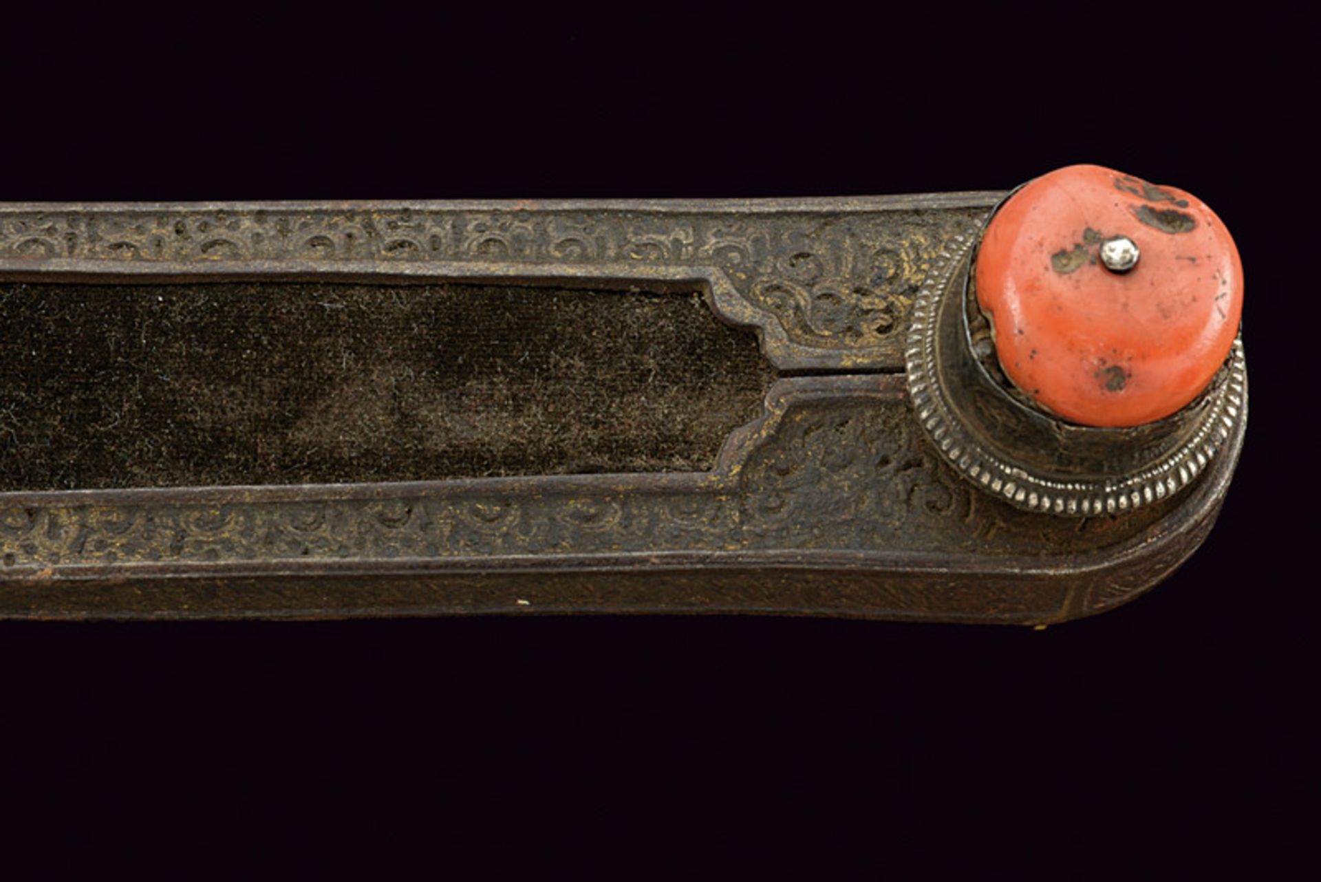 A rare and early sword (Jian) dating: 17th Century provenance: Tibet Wide, straight, flat, single - - Image 5 of 7