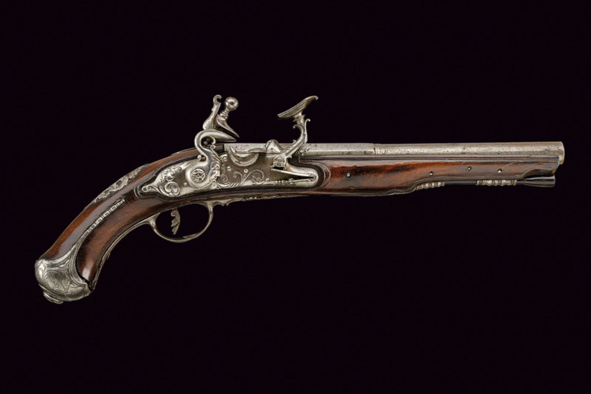 A snaphaunce flintlock pistol dating: mid-18th Century provenance: Tuscany Smooth, round, two-stage, - Image 11 of 11