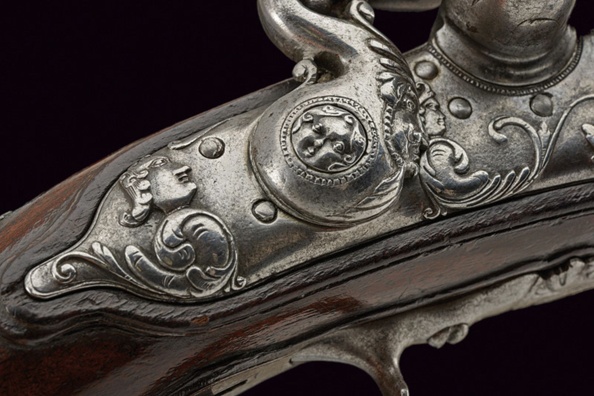 A snaphaunce flintlock pistol dating: mid-18th Century provenance: Tuscany Smooth, round, two-stage, - Image 3 of 11