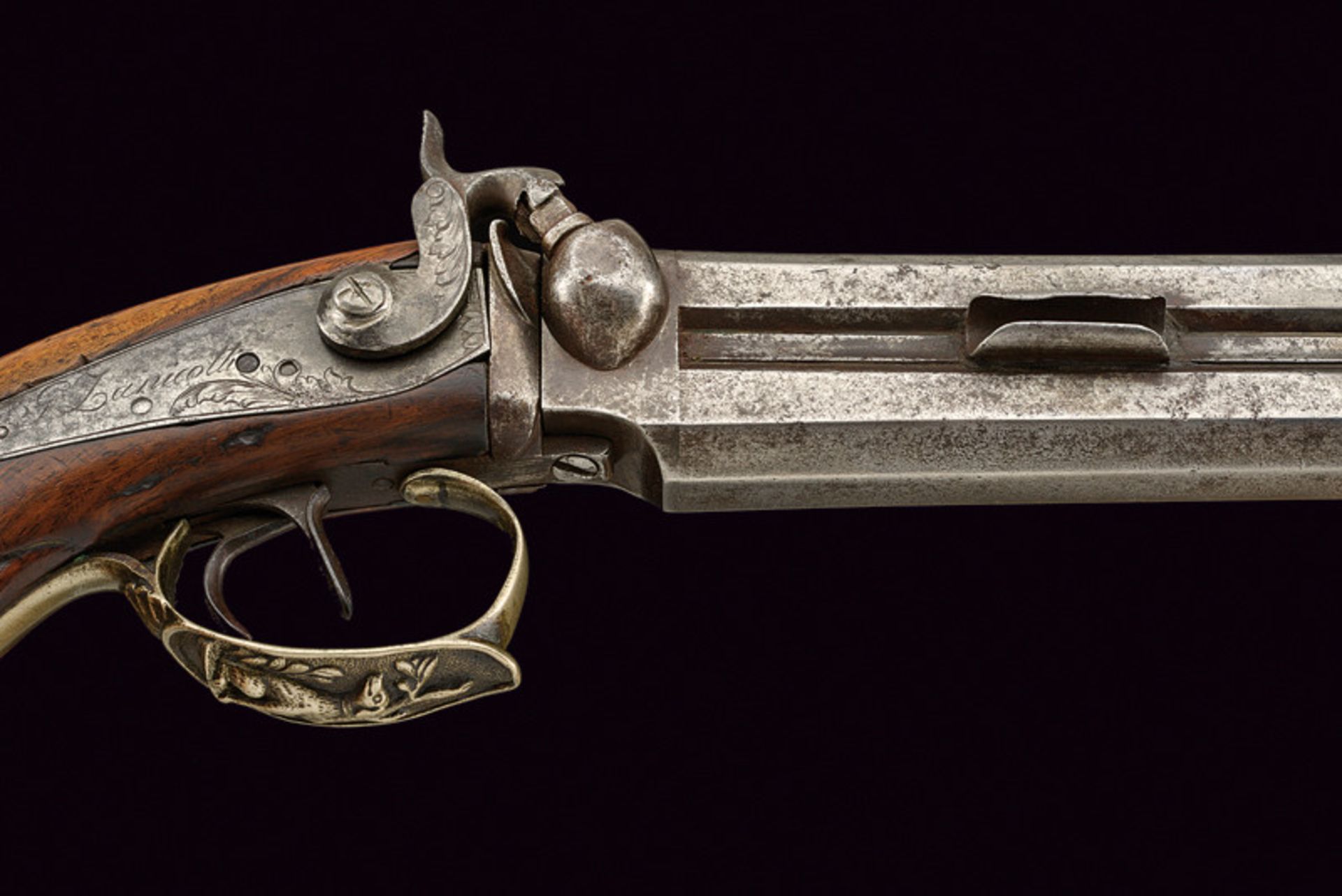 A over and under barrelled percussion pistol by Zanicotti dating: mid-19th Century provenance: North - Image 2 of 7