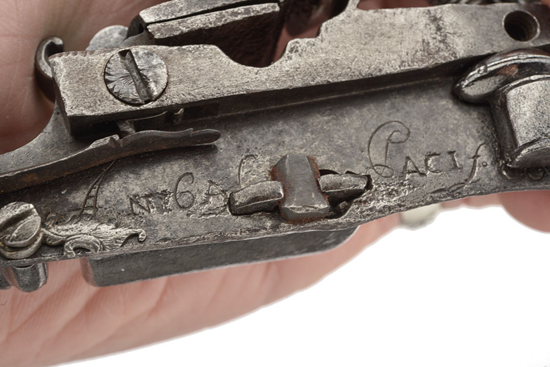 A rare miquelet flintlock dating: 18th Century provenance: Naples Lock with the crowned stamp "FR DI - Bild 3 aus 3