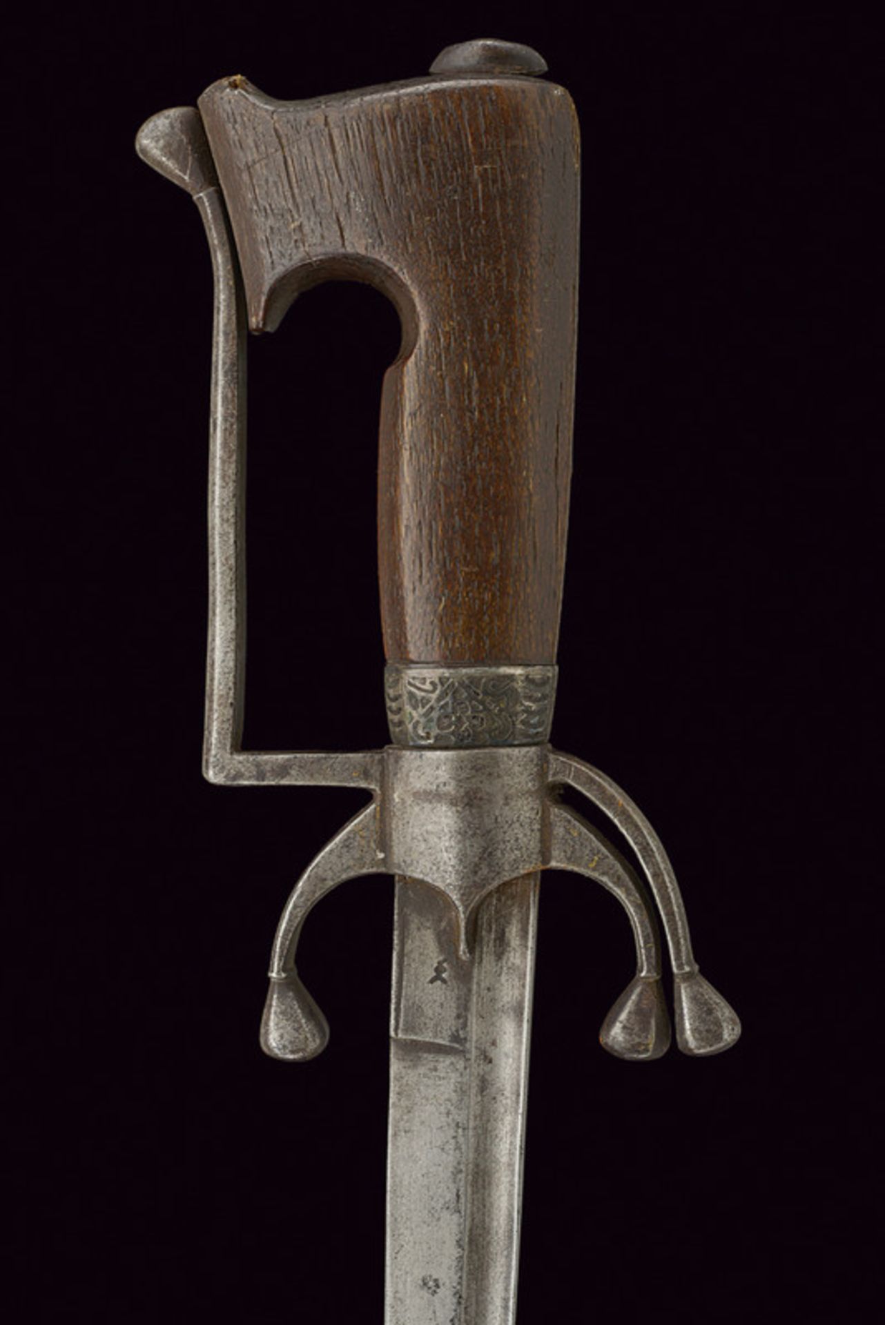 A nimcha dating: 19th Century provenance: Morocco Curved, single -tip and false-edged blade, wide - Image 3 of 7