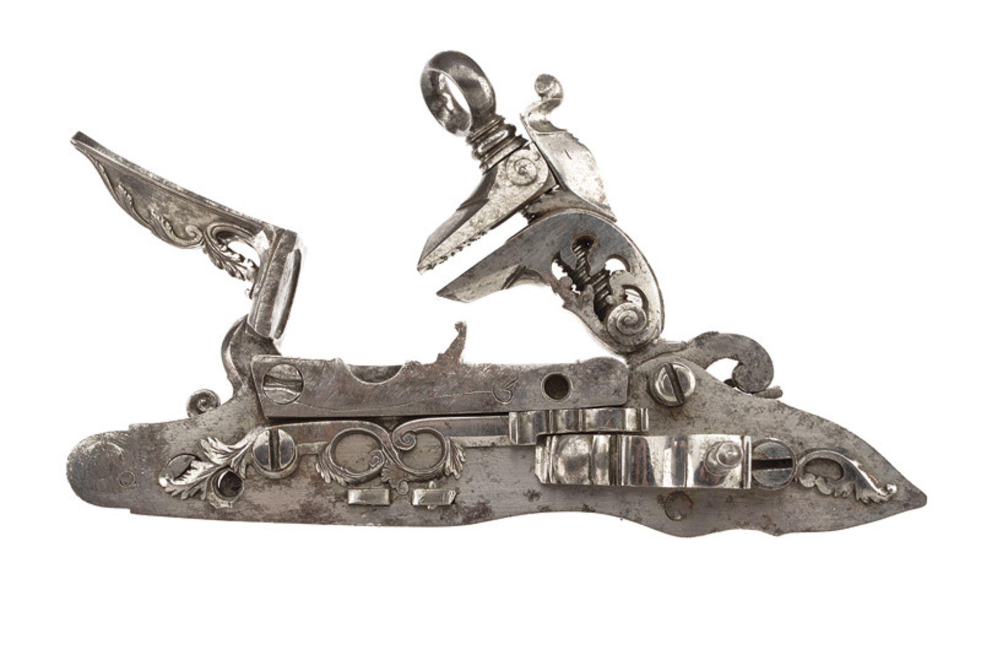 A rare miquelet flintlock dating: third quarter of the 18th Century provenance: Naples Engraved lock - Image 2 of 2