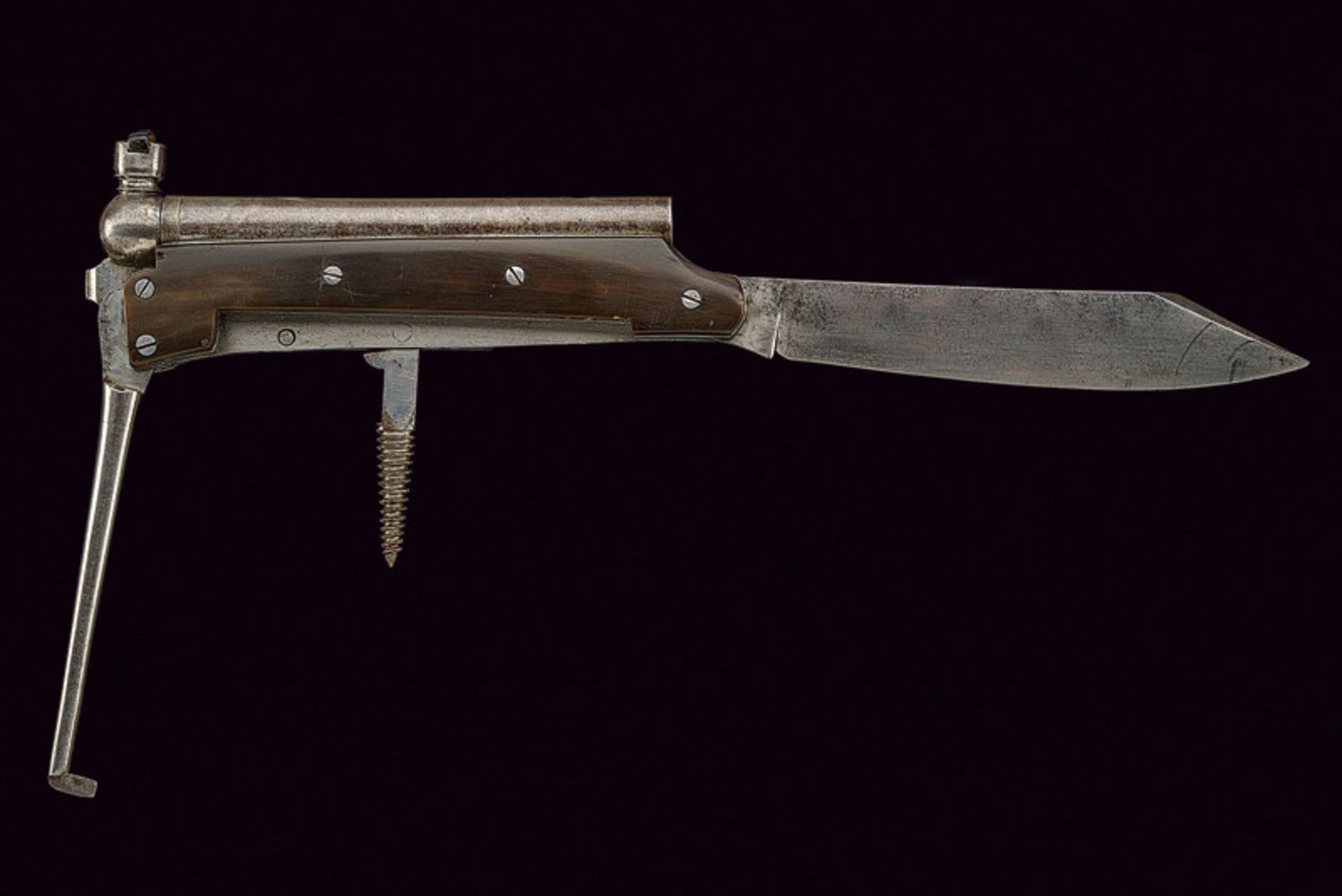 A rare horseman's knife combined with percussion pistol dating: mid-19th Century provenance: - Image 10 of 10