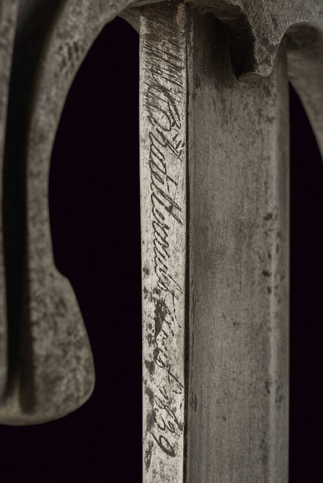 A nimcha dating: 19th Century provenance: Morocco Curved, single -and false-edged blade, a wide - Image 4 of 7