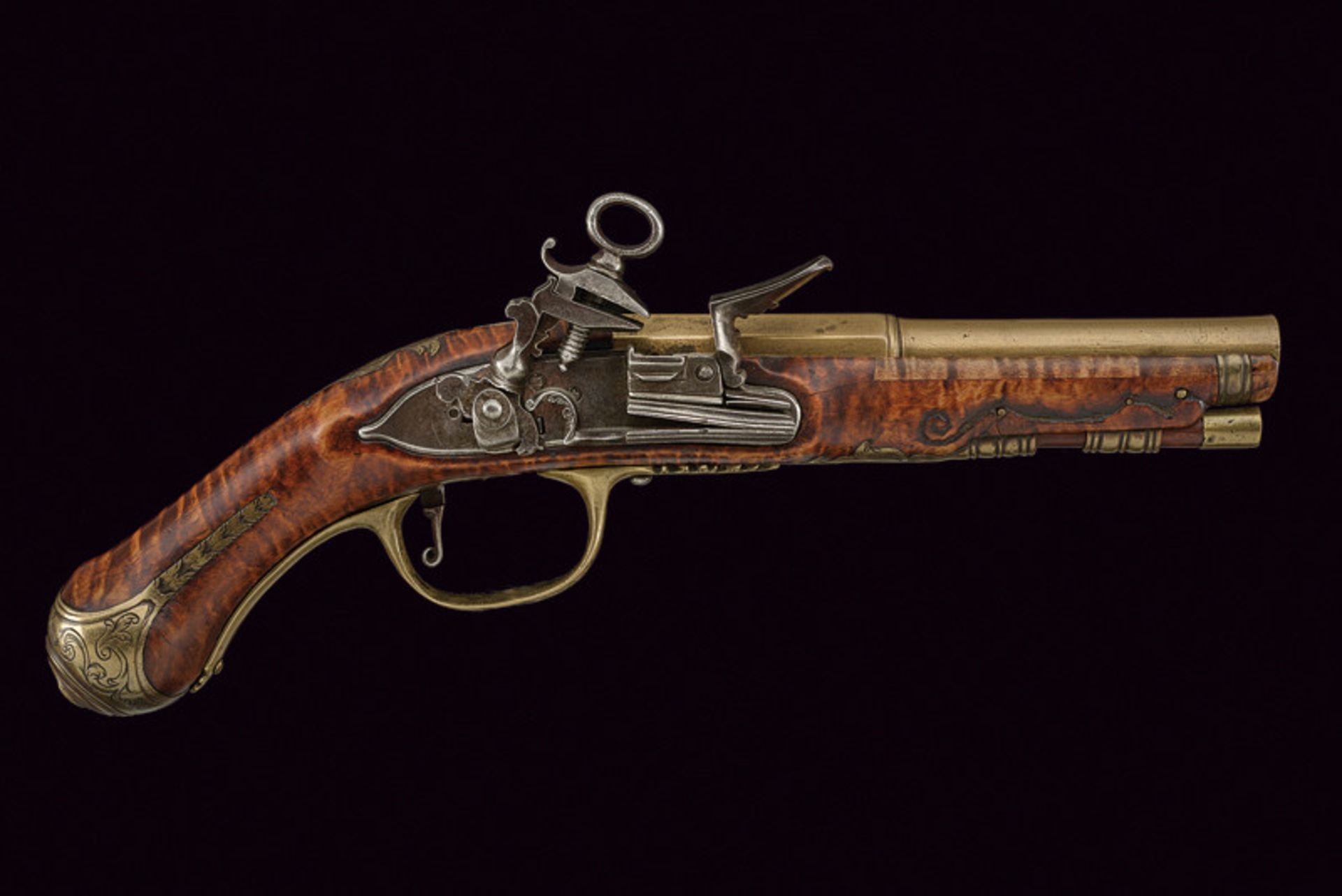 An elegant travelling roman style flintlock pistol dating: late 18th Century provenance: Central - Image 6 of 6