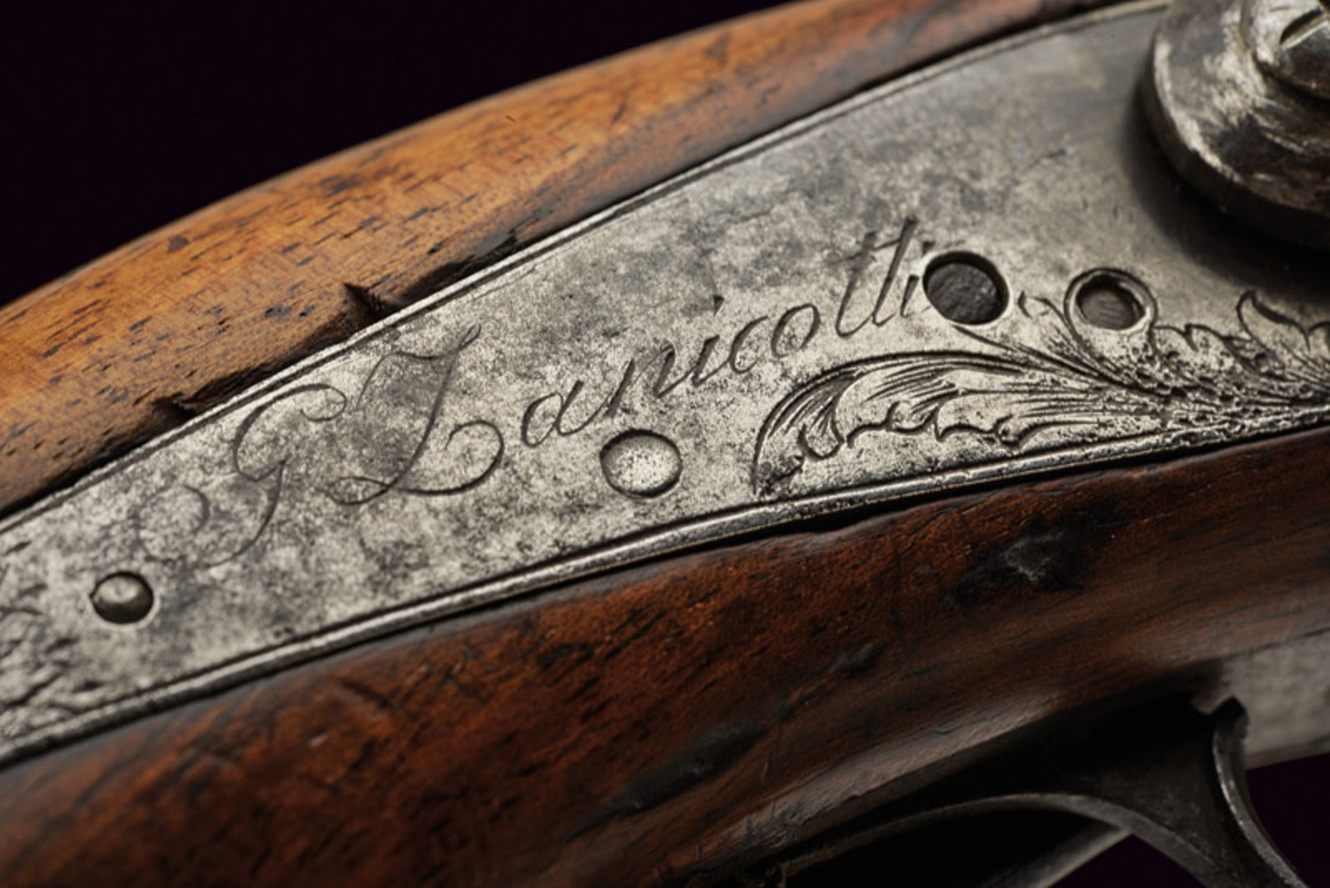 A over and under barrelled percussion pistol by Zanicotti dating: mid-19th Century provenance: North - Image 7 of 7