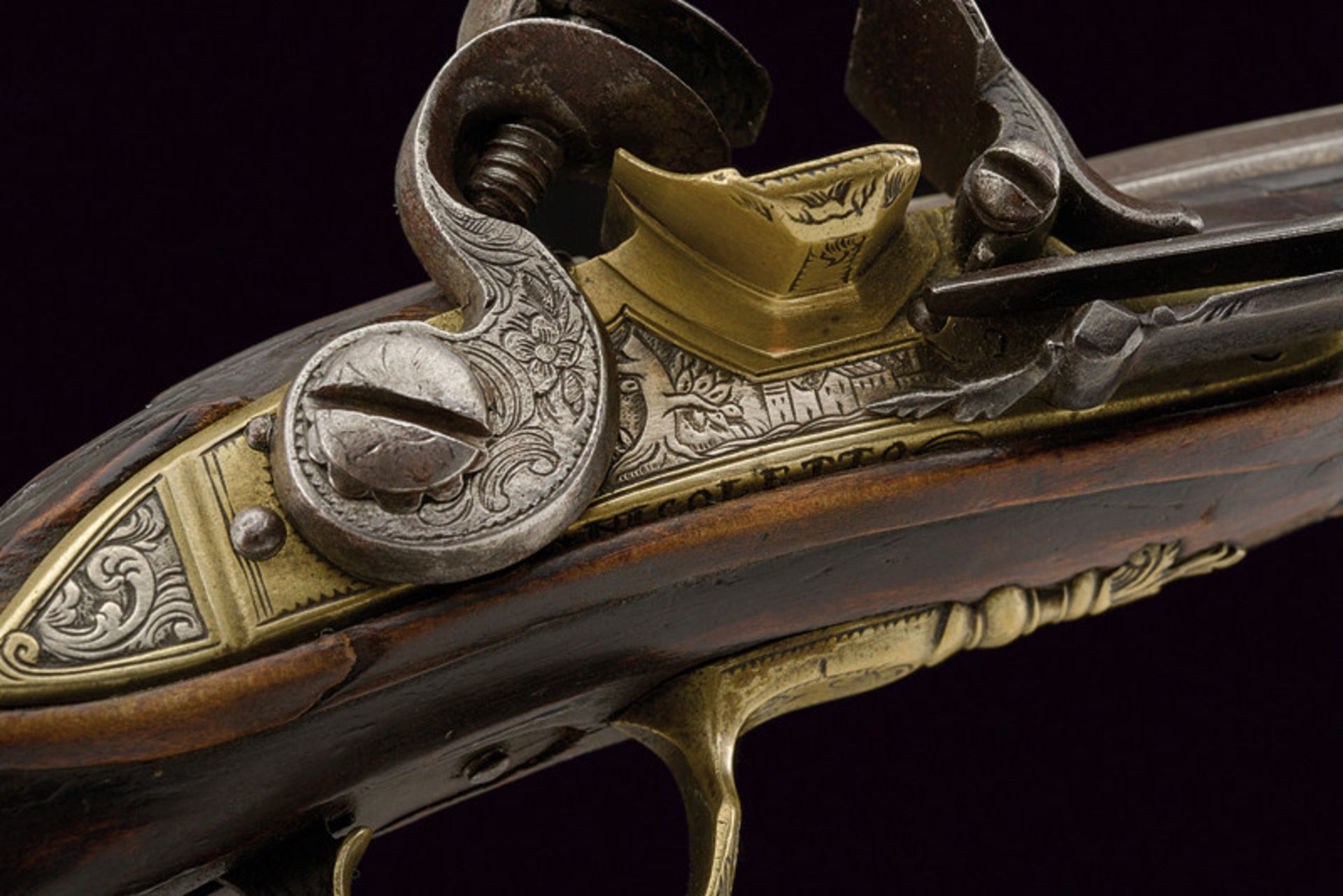 A flintlock pistol by Nicoletto dating: last quarter of the 18th Century provenance: Brescia Smooth, - Bild 3 aus 9
