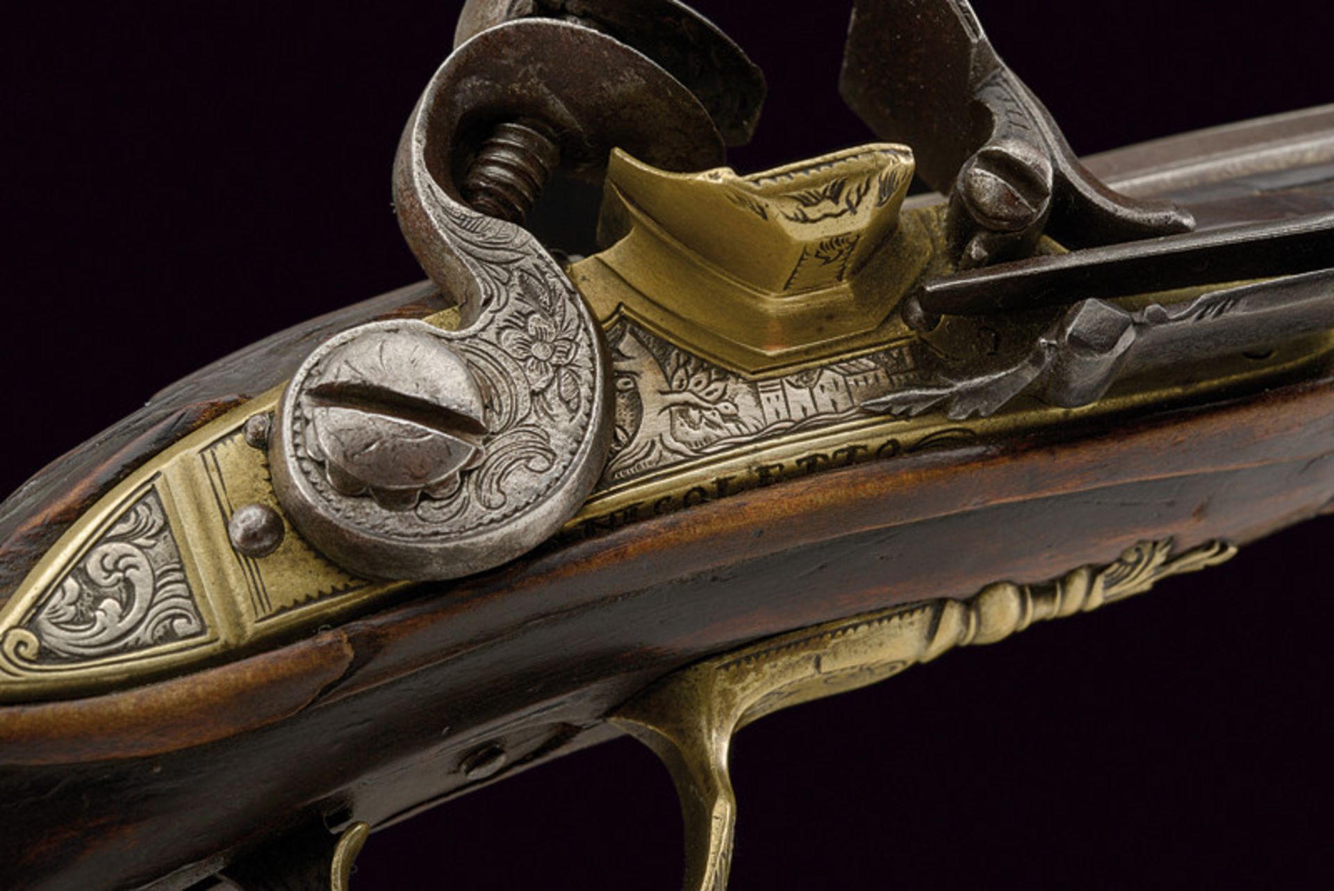 A flintlock pistol by Nicoletto dating: last quarter of the 18th Century provenance: Brescia Smooth, - Image 3 of 9