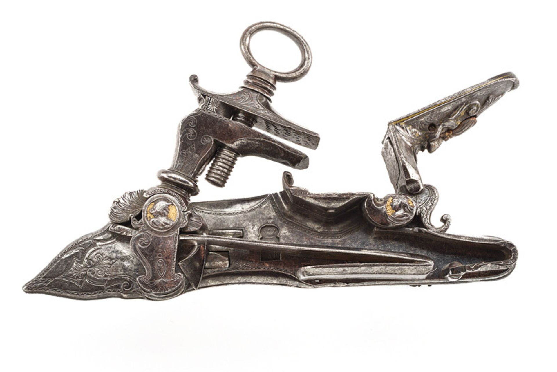 A rare miquelet flintlock dating: 18th Century provenance: Naples Lock with the crowned stamp "FR DI