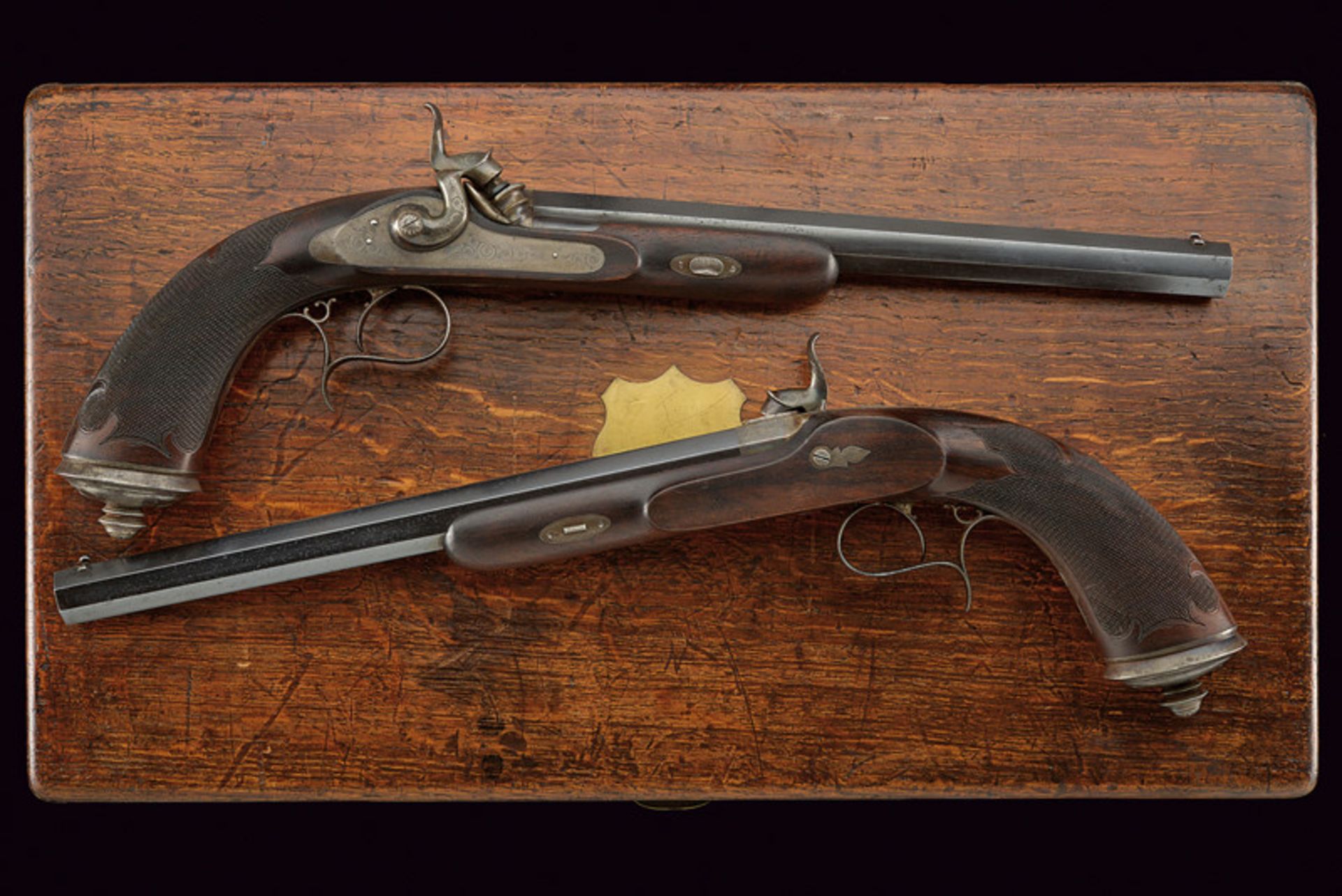 A cased pair of percussion pistols by Gastinne Renette dating: mid-19th Century provenance: Paris - Image 6 of 8