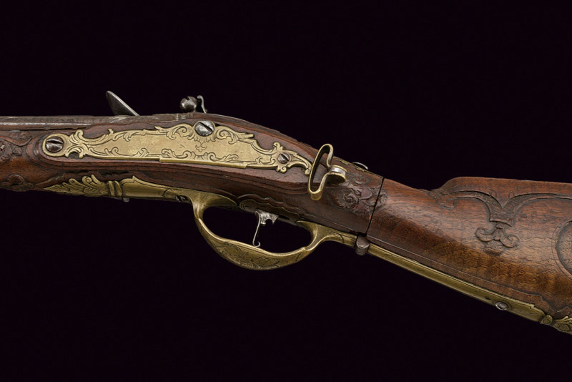 An interesting flintlock folding gun by Gregori Werl dating: 18th Century provenance: Vienna - Image 4 of 11