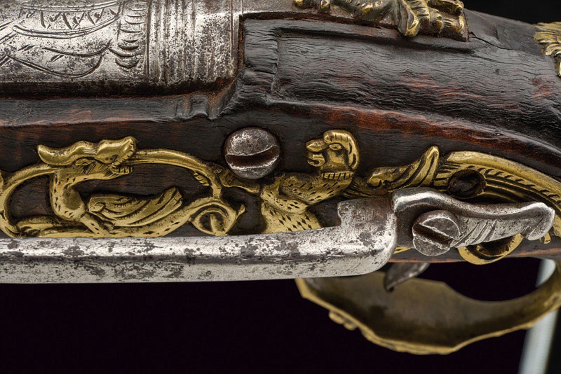 A very interesting and rare flintlock pistol in roman style dating: 17th Century provenance: Central - Image 12 of 13