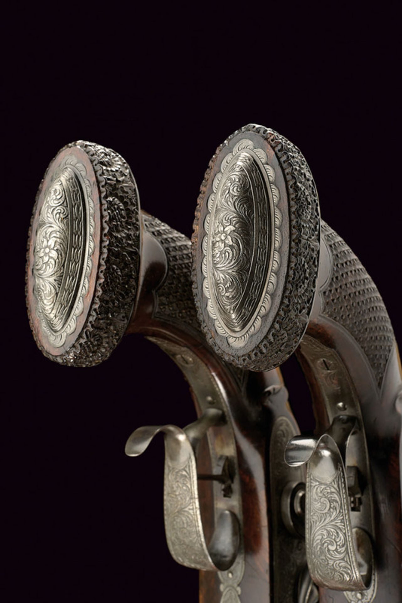 A cased luxury pair of percussion pistols by Lelyon of nobile property dating: mid-19th Century - Image 6 of 10