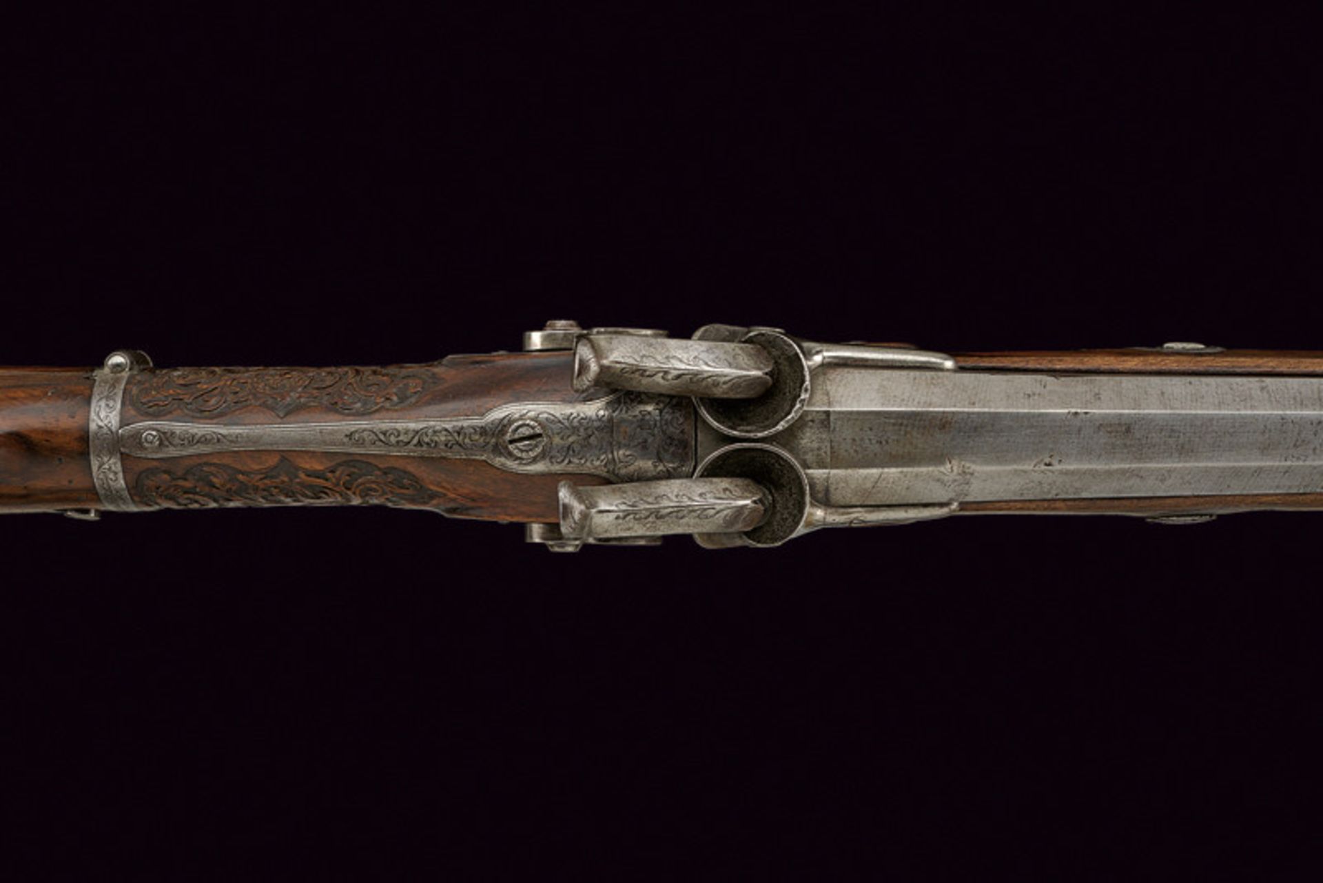 A very scarce superimposed percussion folding rifle by Mangeot at Bruxelles dating: mid-19th Century - Bild 5 aus 10