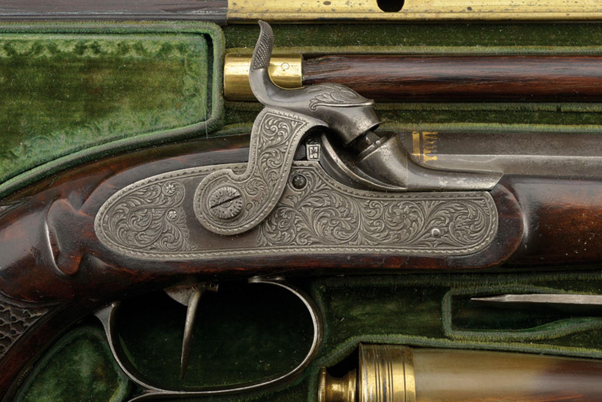 A cased luxury pair of percussion pistols by Lelyon of nobile property dating: mid-19th Century - Image 10 of 10