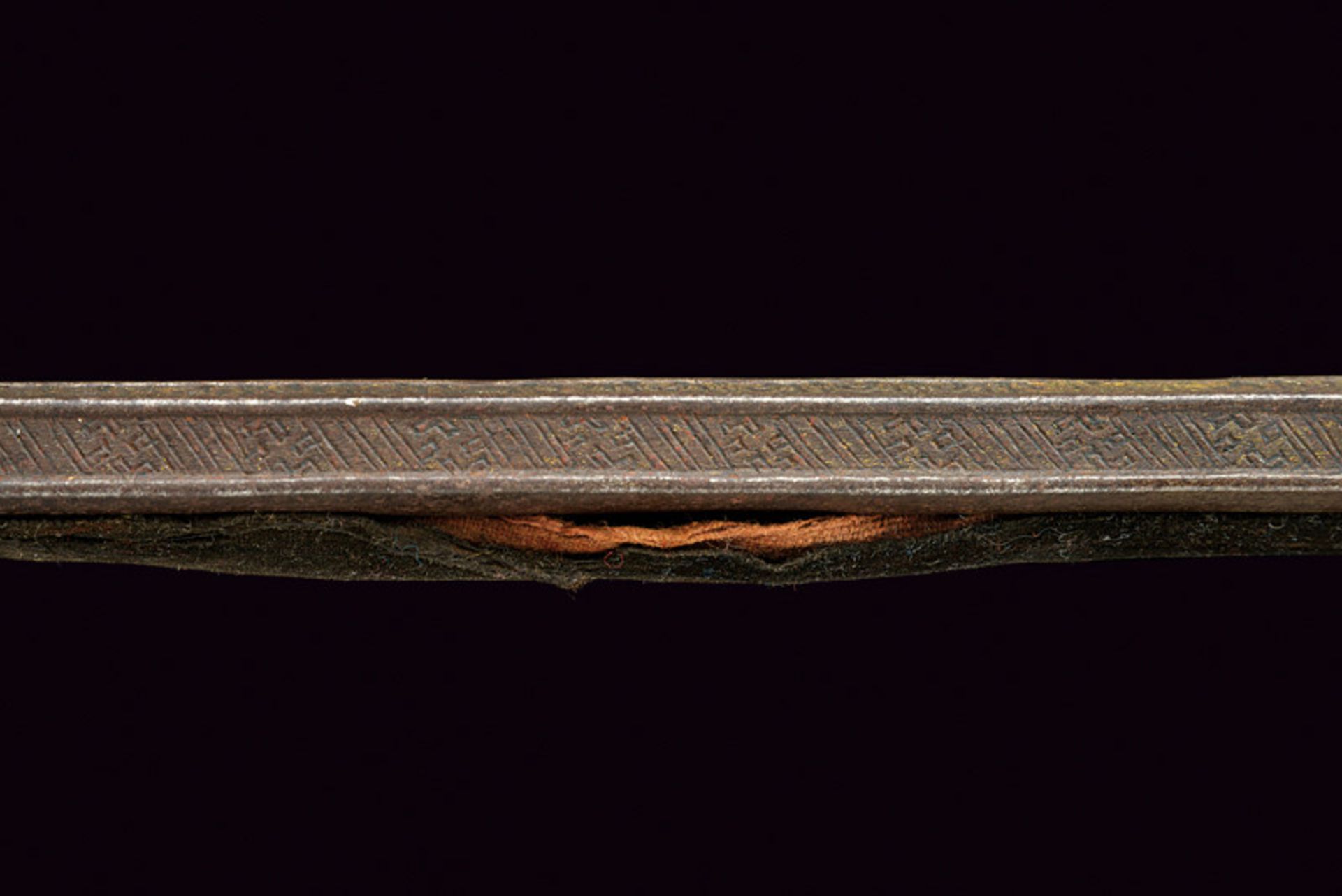 A rare and early sword (Jian) dating: 17th Century provenance: Tibet Wide, straight, flat, single - - Image 3 of 7