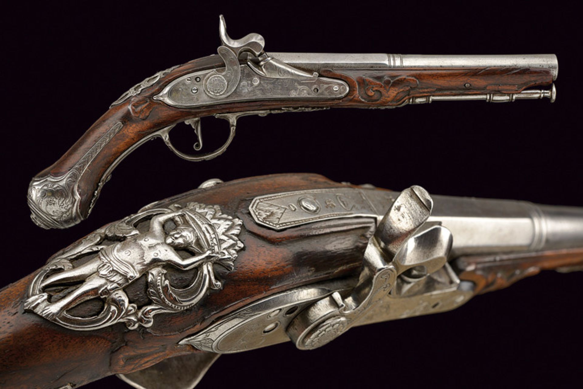 A beautiful pistol converted to percussion by Acquafresca dating: 18th Century provenance: North