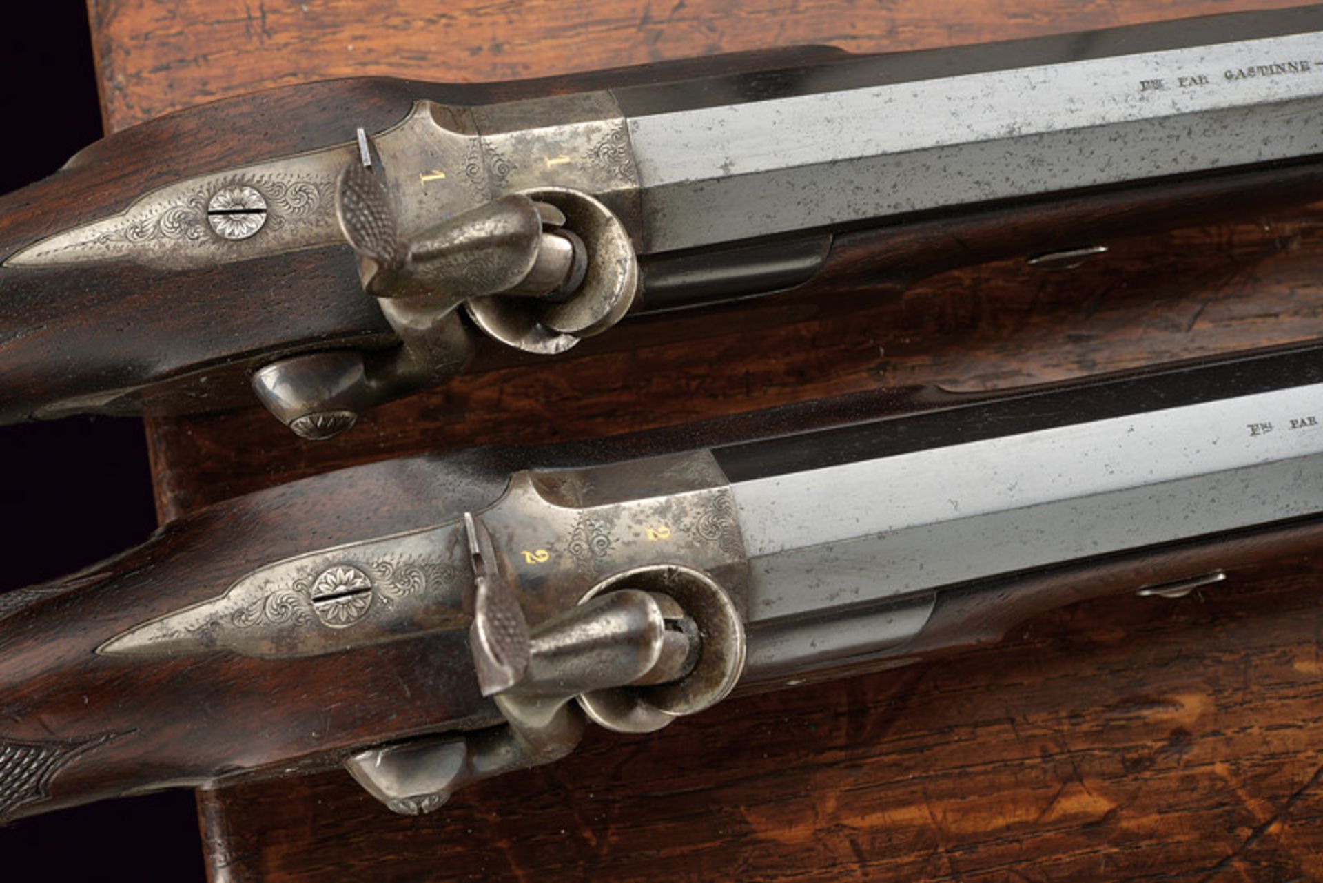 A cased pair of percussion pistols by Gastinne Renette dating: mid-19th Century provenance: Paris - Bild 3 aus 8