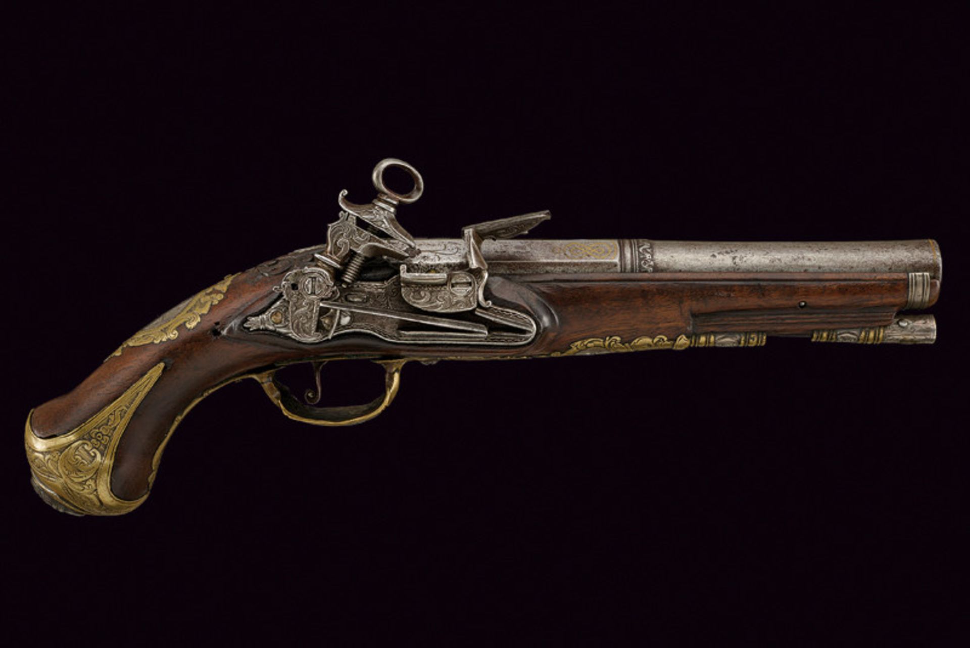 A beautiful miquelet flintlock pistol dating: 18th Century provenance: Southern Italy Smooth, two- - Image 10 of 10