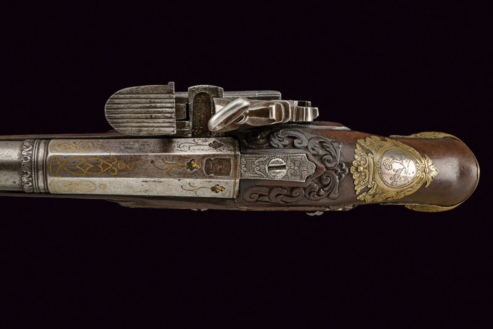 A beautiful miquelet flintlock pistol dating: 18th Century provenance: Southern Italy Smooth, two- - Image 4 of 10