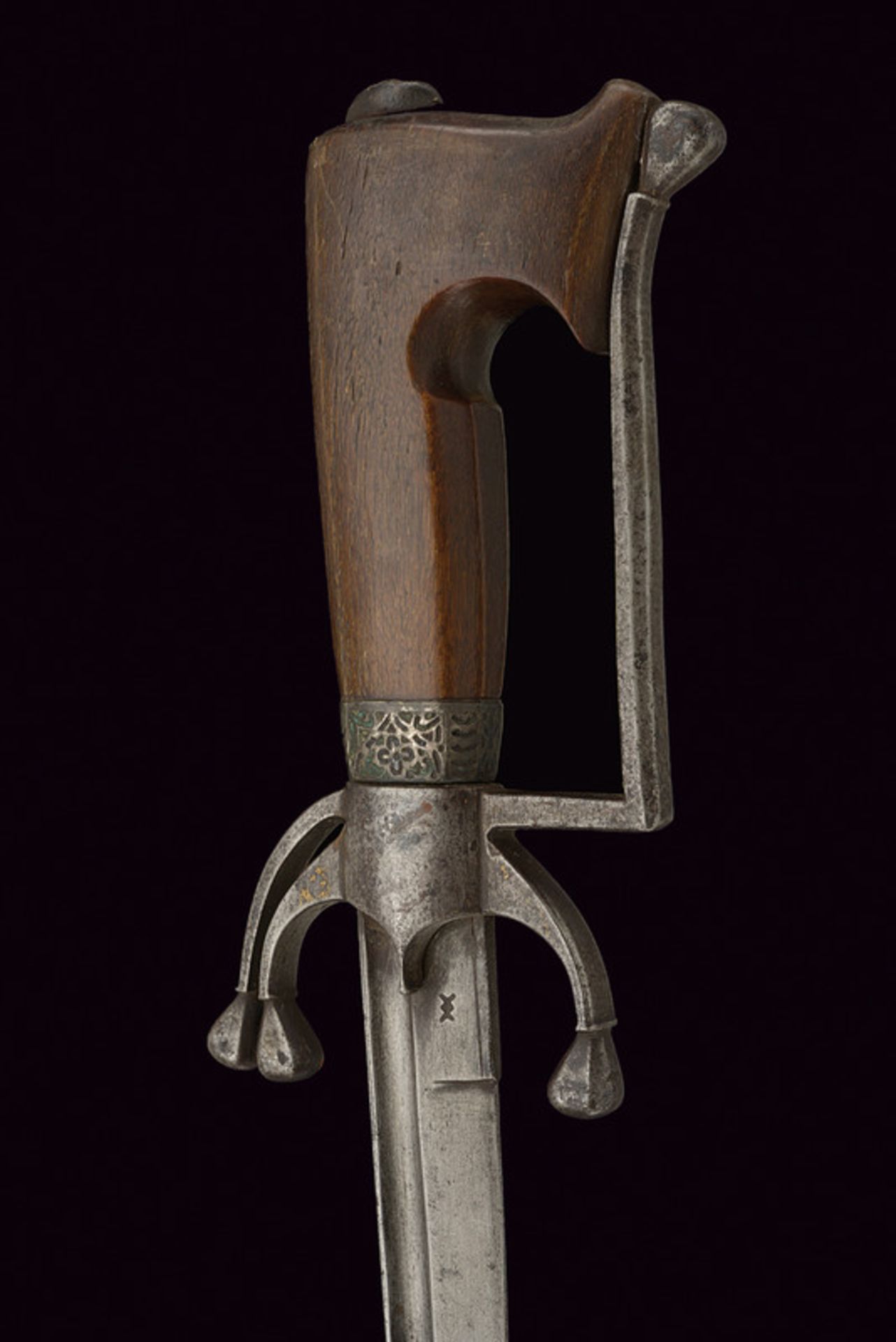 A nimcha dating: 19th Century provenance: Morocco Curved, single -tip and false-edged blade, wide - Image 2 of 7