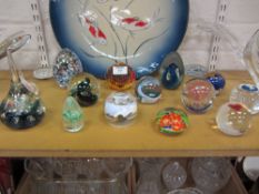 Collection of paperweights including Cai