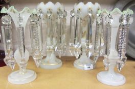 Pair of glass table lustres H26.5cm and