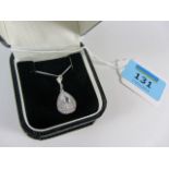 Cubic zirconia pendant necklace stamped